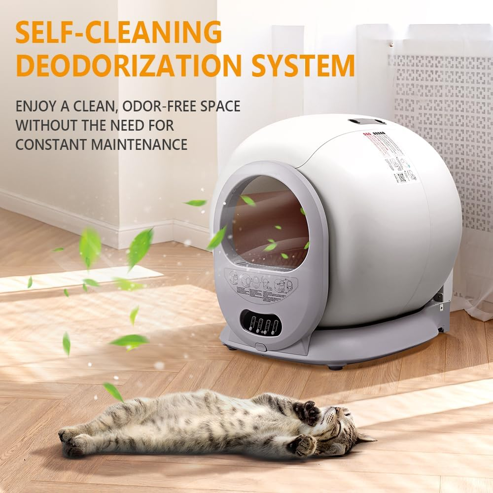 Taily Auto Self Cleaning Cat Litter Box, Automatic Self-Cleaning Cat Litter Box with Wifi App Control/Odor-Removal/Safety Protection, Extra Large Smart Litter Box for Multiple Cats, 65L White image number 5