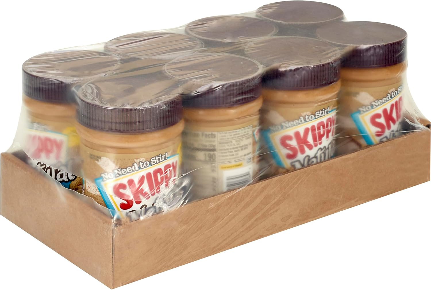 SKIPPY Natural Peanut Butter Spread, Creamy, 7 G Protein per Serving, 15 Oz. (8 Pack)