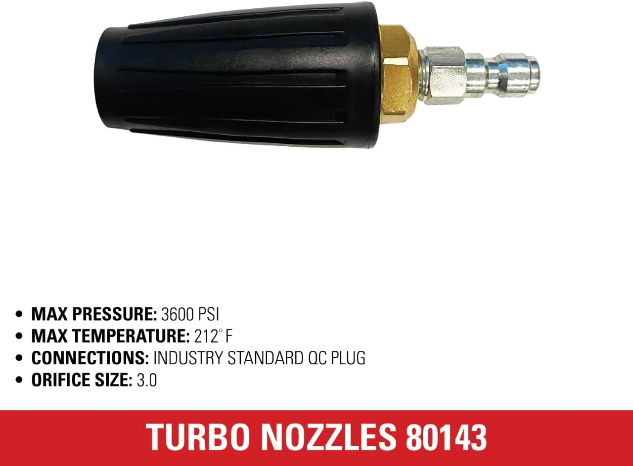 Simpson Cleaning 80143 3600 PSI Universal Turbo Pressure Washer Nozzle, 1/4-Inch Quick Connect, Hot- or Cold-Water Use, Black image number 3