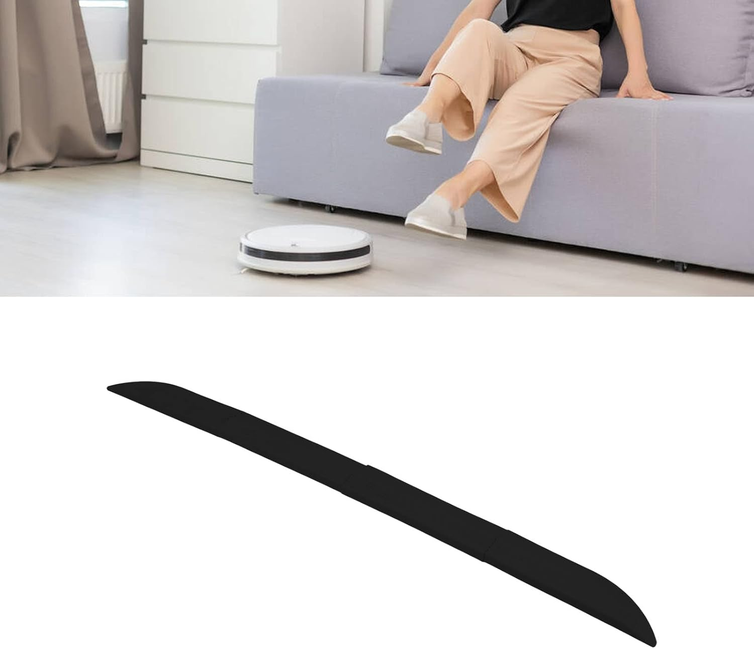 Rubber Wheelchair Threshold Strip Non Slip Threshold Ramp for Vacuum Cleaner Robot Durable Universal Door Sill for Sweepers, Electric Scooters, with Accessories & Parts - Grey image number 2