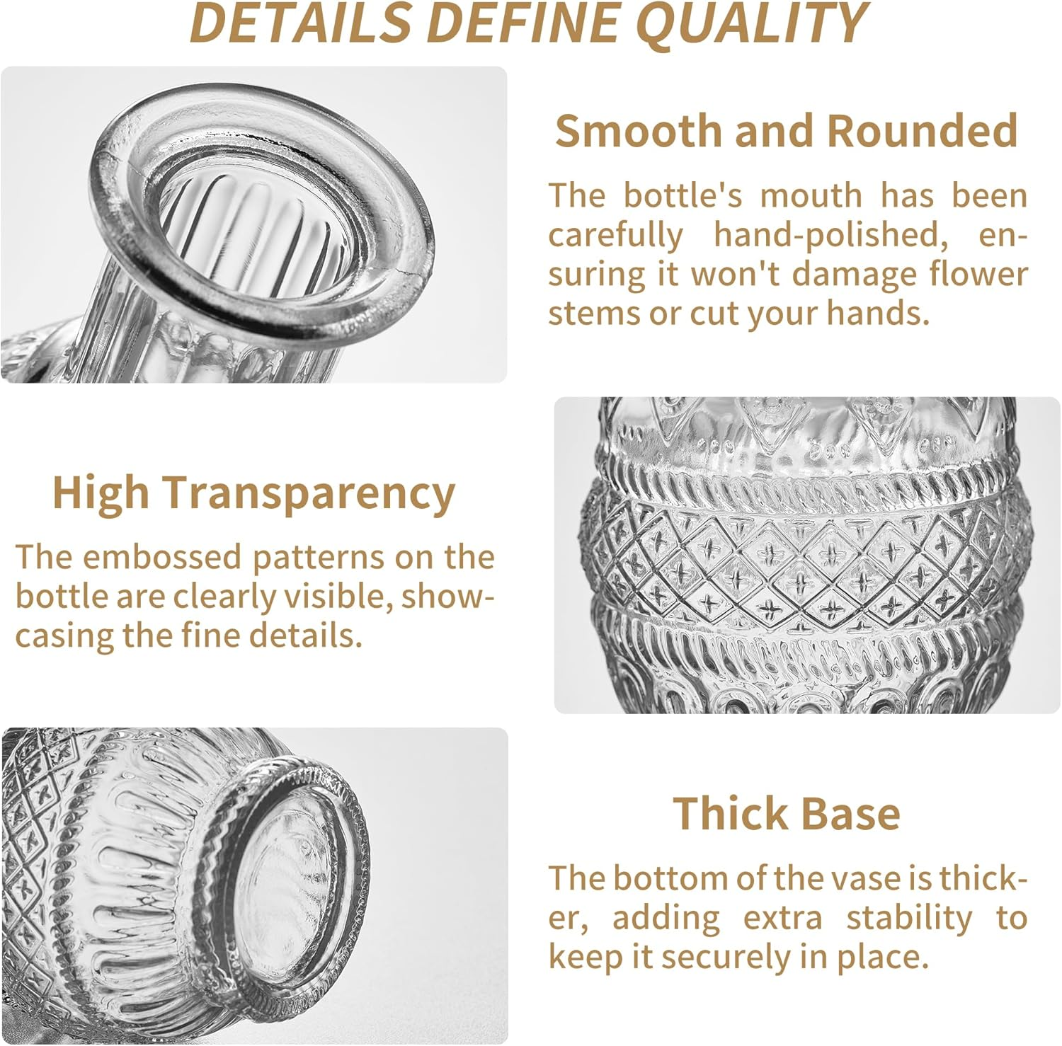 Unbreakable Glass Bud Vase Set of 32 Pcs, Vintage Clear Small Glass Vases for Flowers, Glass Bud Vases in Bulk, Mini Vase for Centerpieces, Wedding, Home Decor and Events image number 5