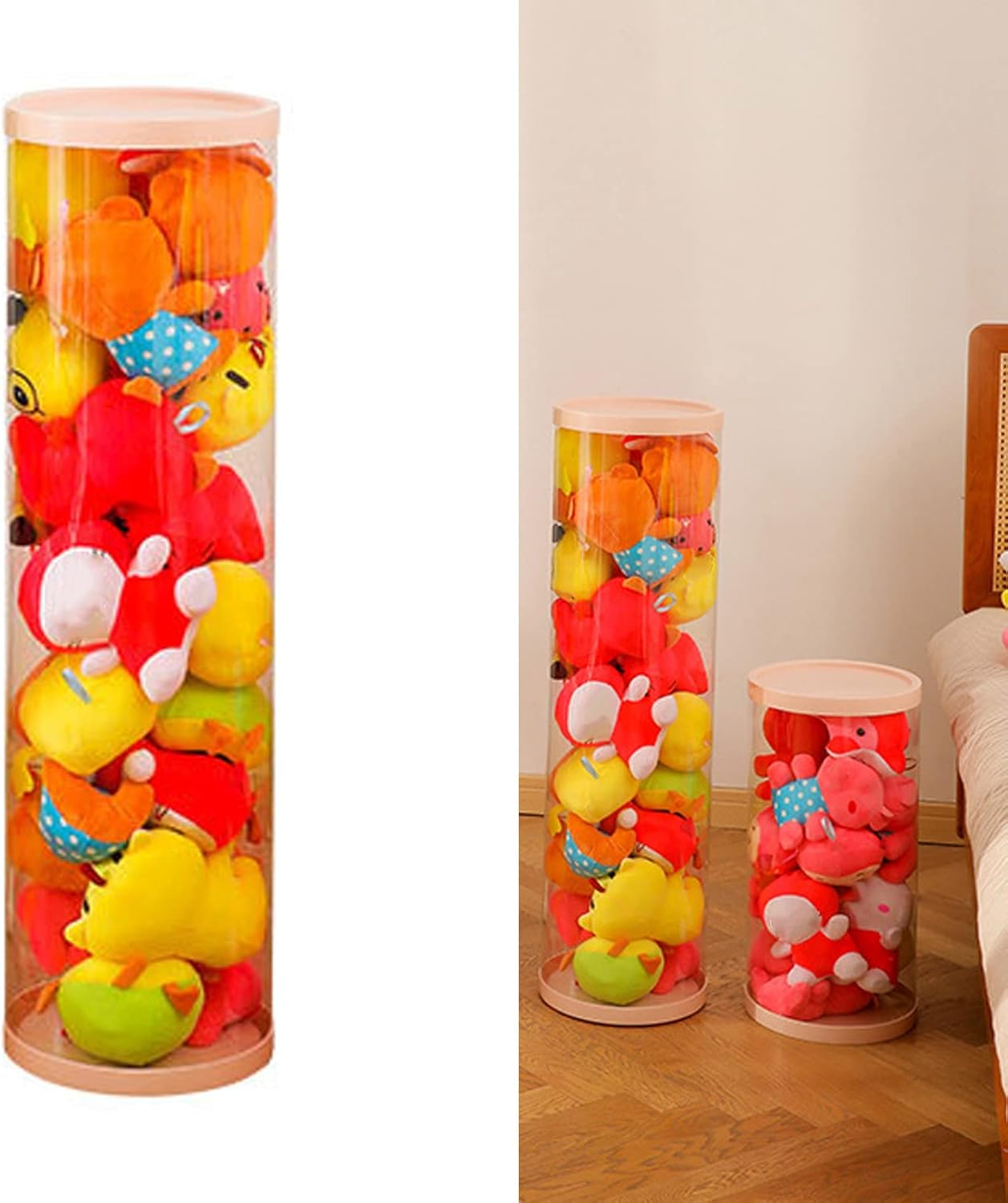 Stuffed Animal Storage, PVC Transparent Toy Storage Box Toy Box Bin Organizer Basket with 26Cm Diameter, Large Capacity Toy Storage Bucket for Kids Girls Boys Room Decor (90Cm / image number 4