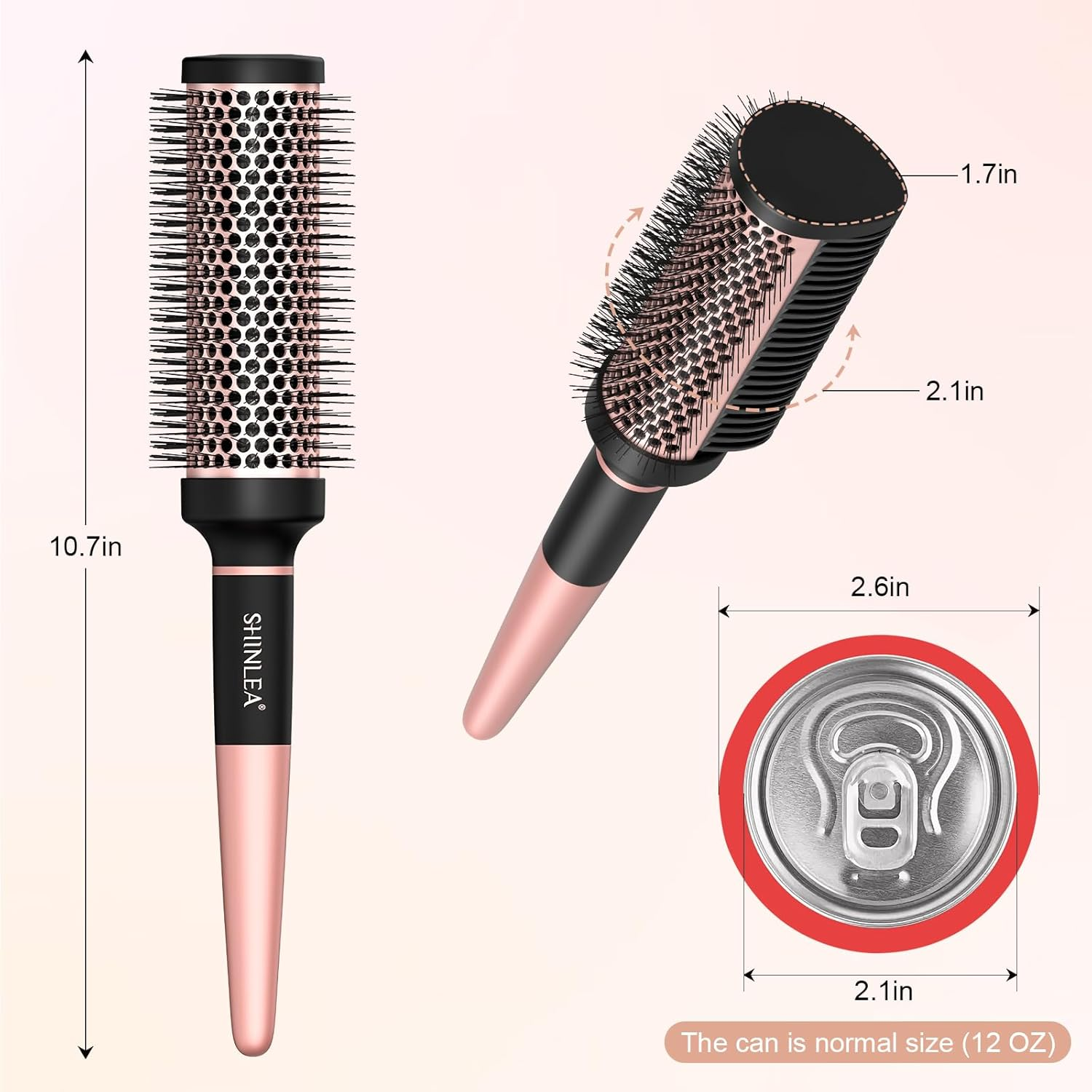SHINLEA Ceramic round Brush for Blow Out, Newly Upgraded round Brush for Blow Drying with Distribution Grooves and Nylon Bristles, Tangle-Free Hair Brushes for Women,Pink.