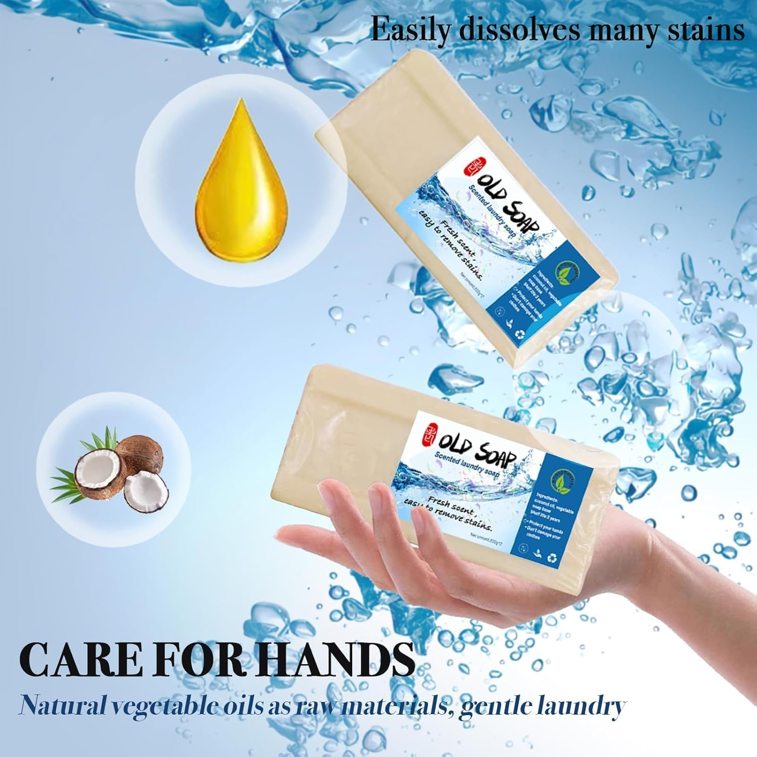 Canal Old Soap Bar with Brush for Stains, Underwear Cleaning, All Purpose Stain Remover for Clothes and Shoes image number 2