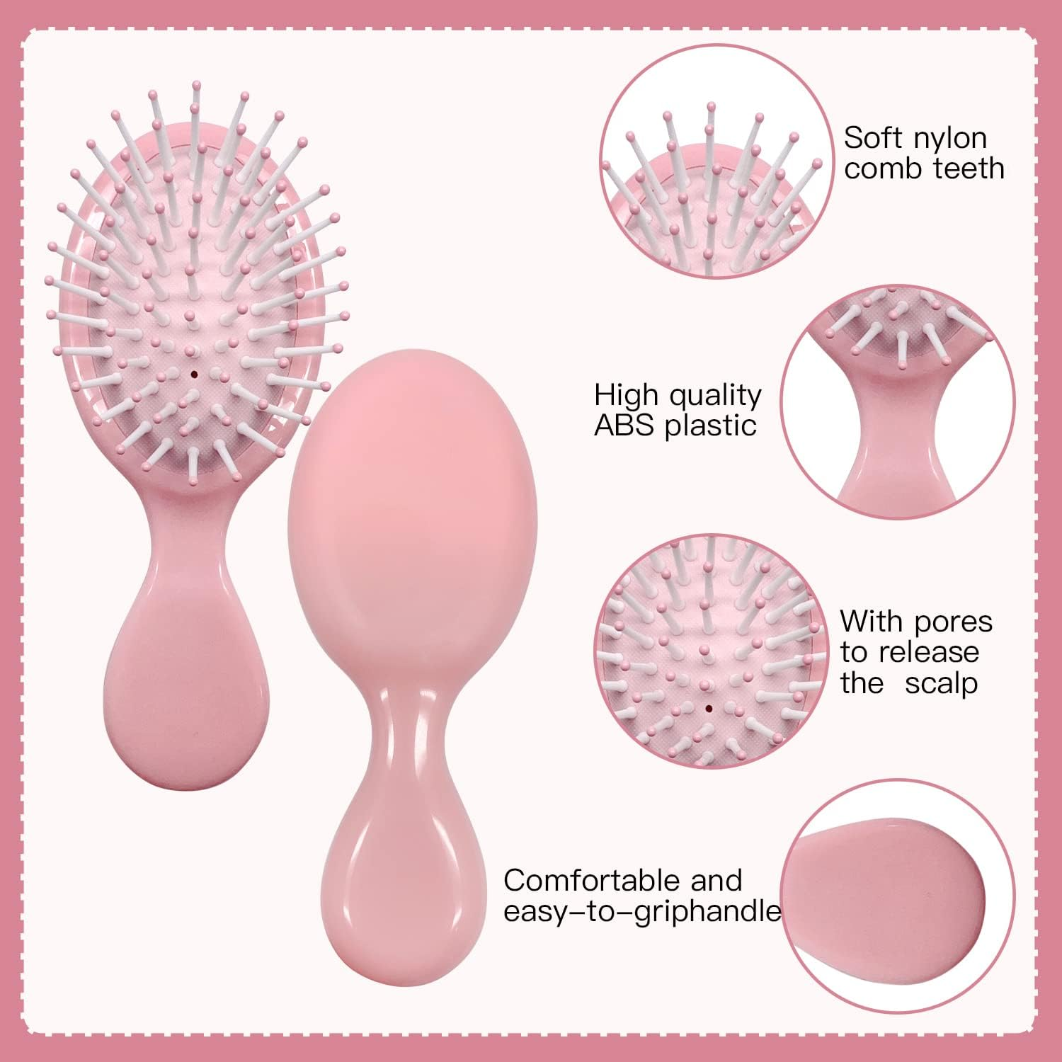 3 Pieces Mini Wet Hair Brush, Travel Detangling Brush, for Most Hair Types, with Ease Knots without Tears or Breakage, Multicolor