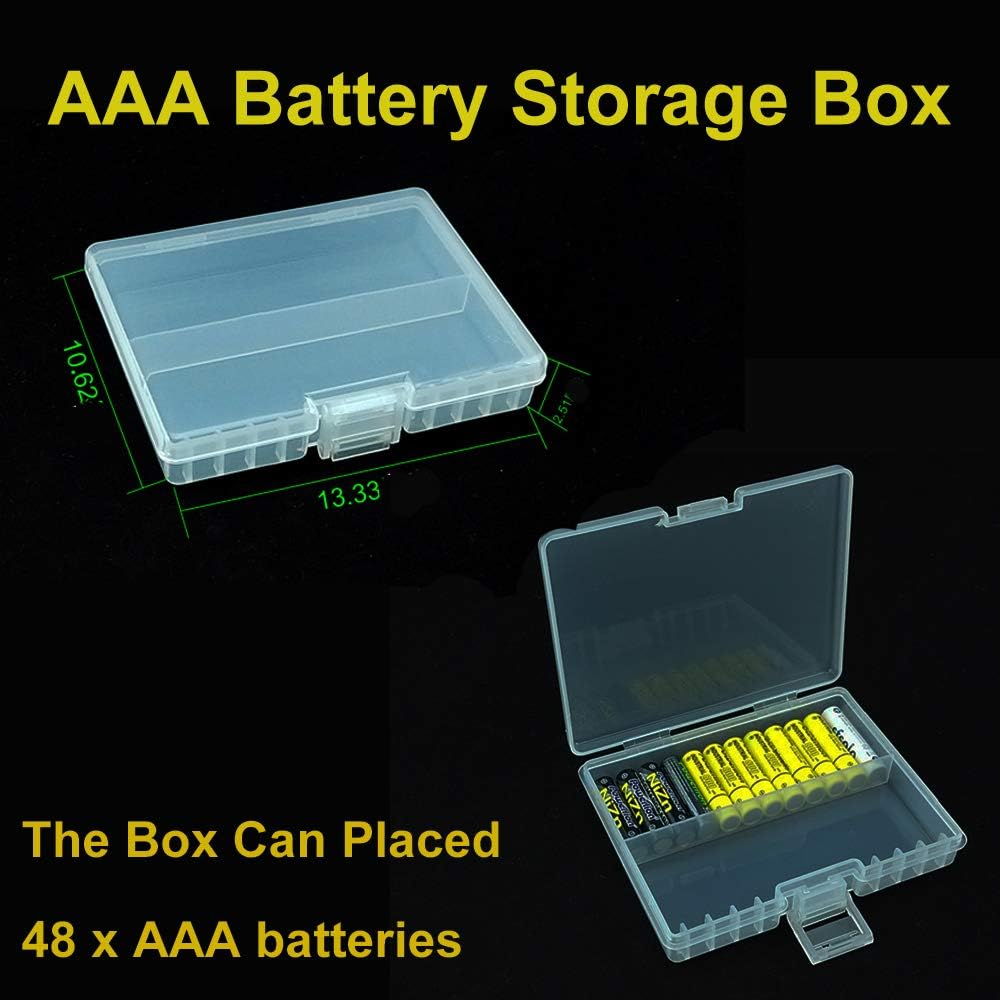 Battery Organizer Holder, 1Pcs AAA Hard Plastic Batteries Storage Boxes Case 48 Cells Transparent Clear Batteries Storage for AAA AA Batteries image number 2