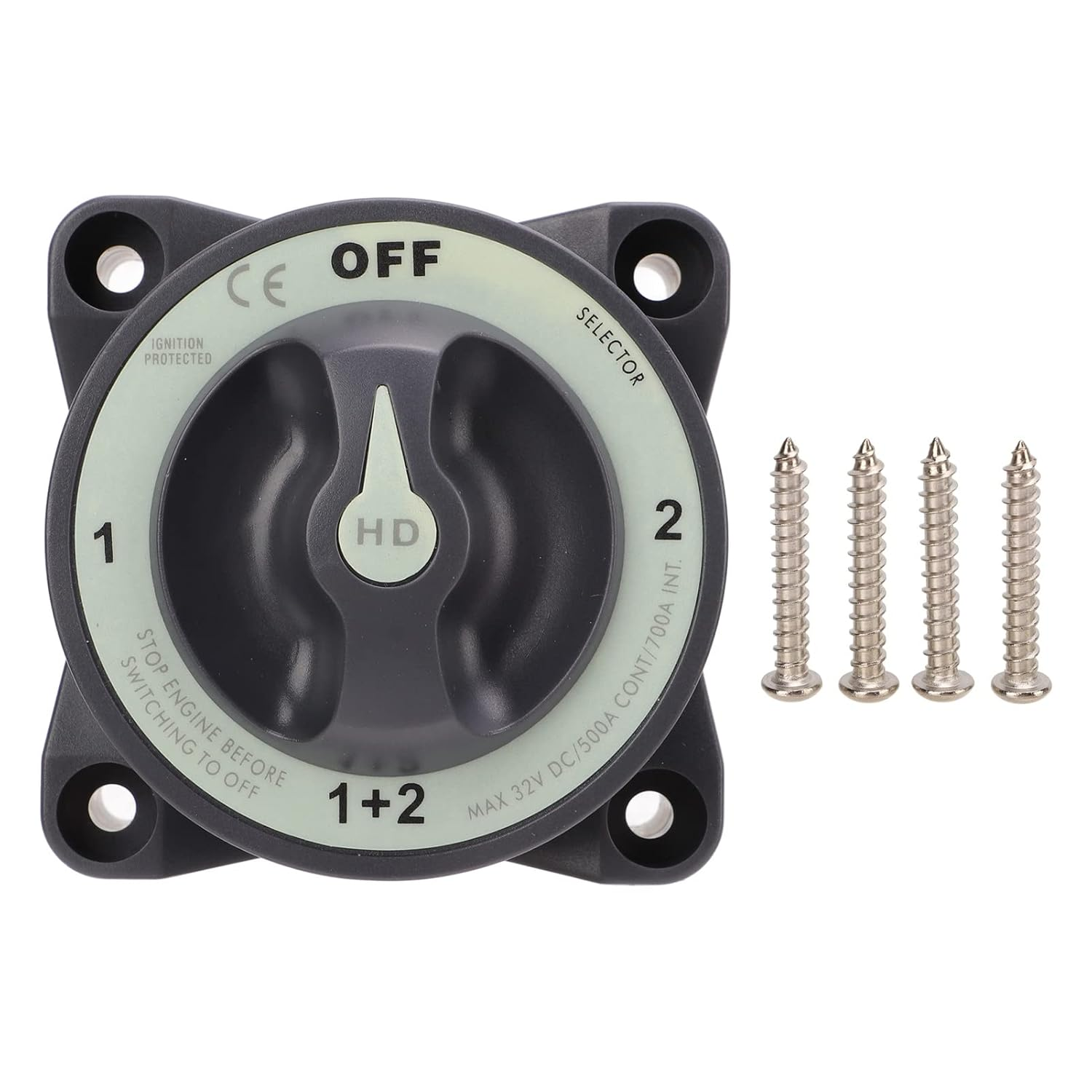 Gernie 4 Position Battery Power Cut Master Switch Disconnect Isolator 500A Marine Battery Cut off Switch, Black or Gray image number 5