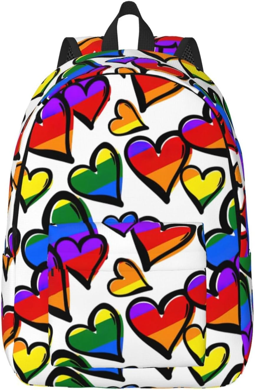 Casual Backpack,School Backpack Waterproof Casual Backpack Cute Laptop Backpack Travel Daypack,Rainbow Colored Striped Print