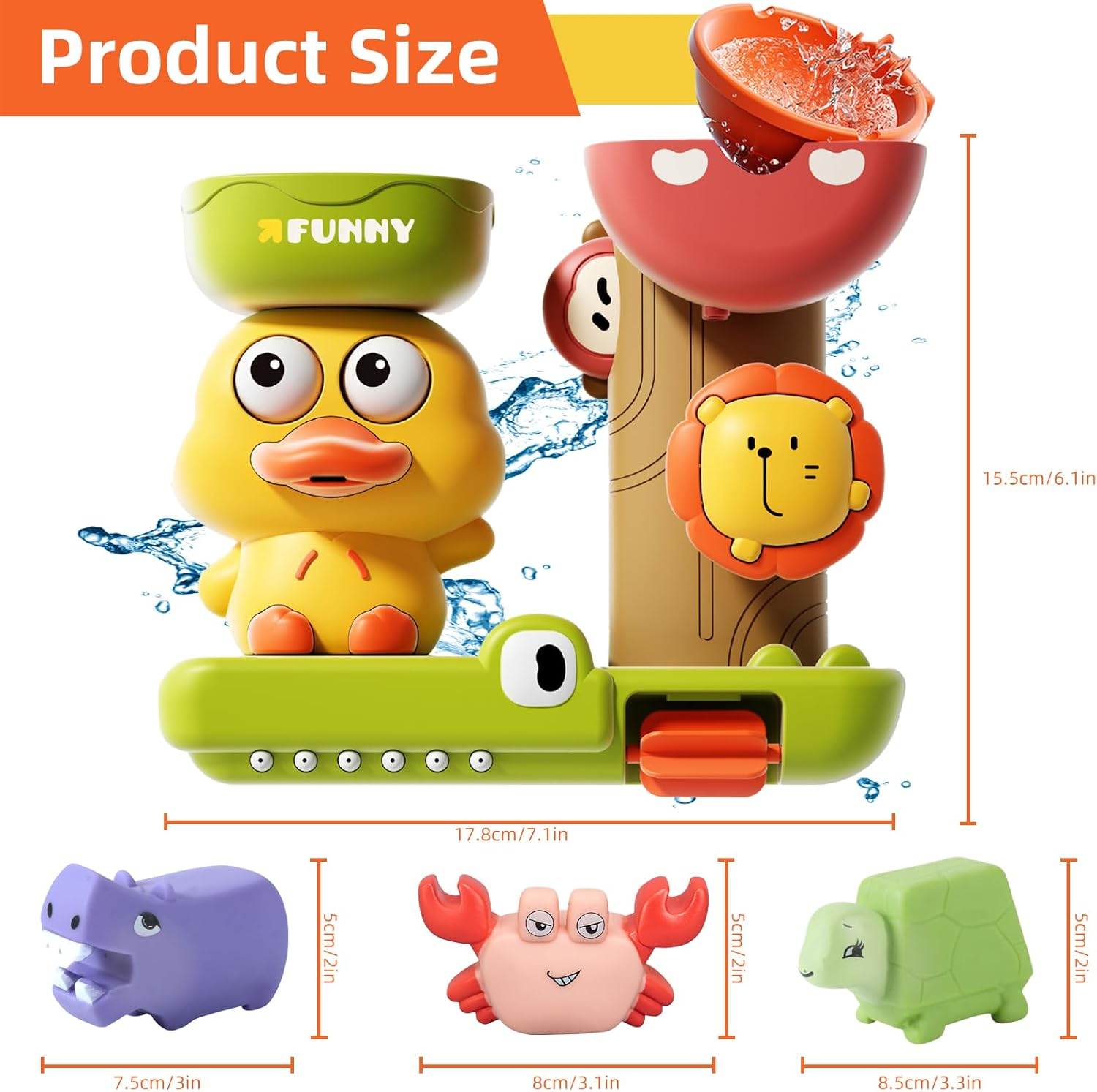 Bath Toys for Toddlers Age 1 2 3 Year Old Girl Boy, Preschool Kids Baby Bathtub Water Toys Cute Duck Design,3 Strong Suction Cups,Bath Wall Toy Waterfall Fill Spin and Flow Birthday Gift Ideas image number 1