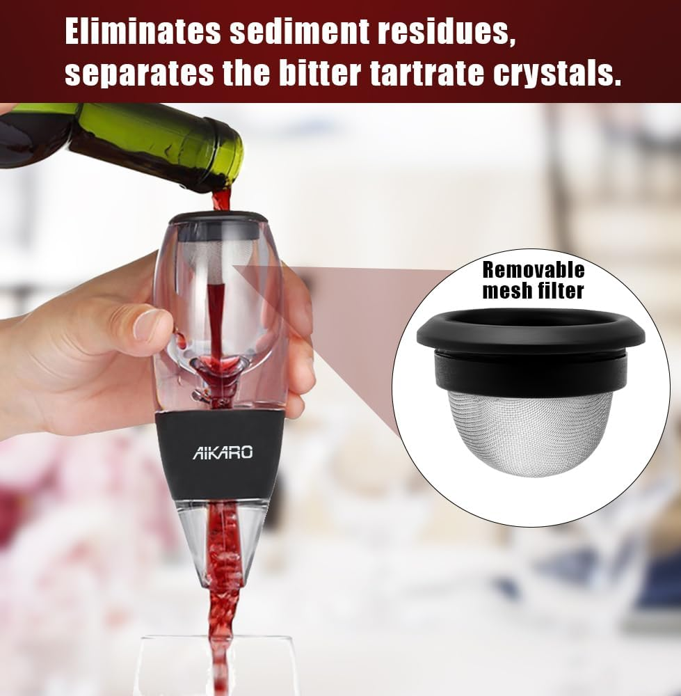 AIKARO Wine Aerator, Red Wine Decanter with Wine Filter and Base image number 5
