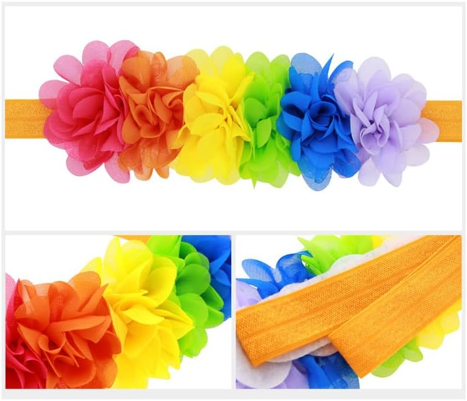Rainbow Flower Headband Baby Girls Rainbow Floral Hair Band Flower Headwear BBG35 (A4) - A3 image number 3