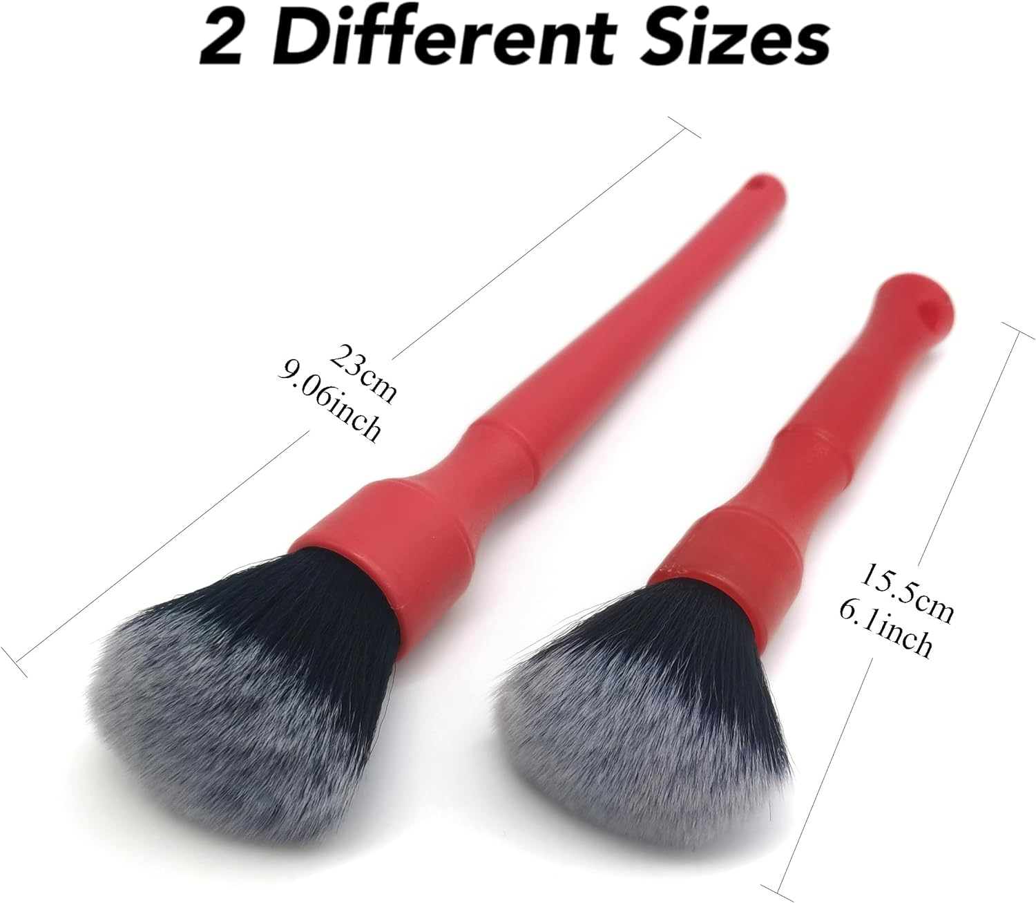 YUESUO Ultra-Soft Detailing Brush Set (Set of 2) Car Interior Detail Soft Brush for Light Duty Cleaning of Emblems, Gauge Cluster, Infotainment Screen (Red) image number 1
