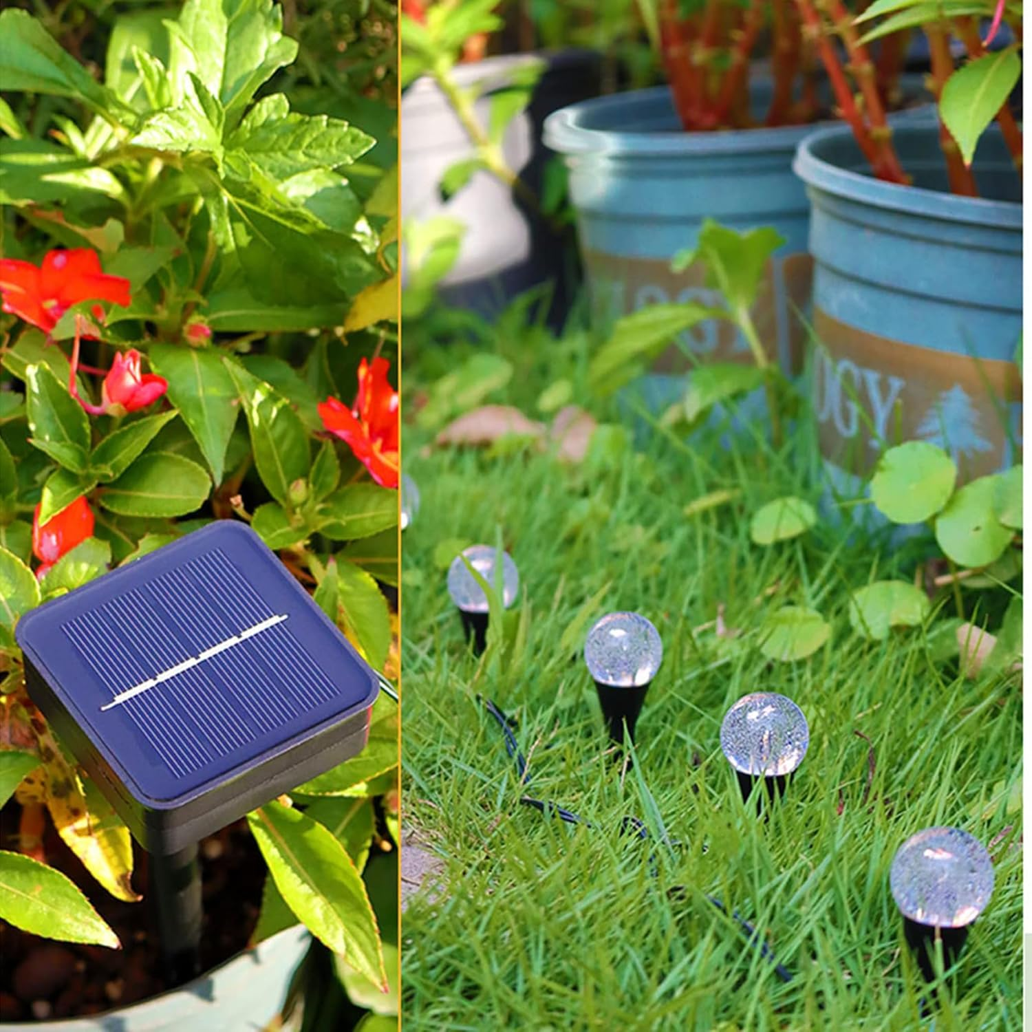 Solar Garden Lights Outdoor, 30LED 7.9Ft Bubble Beads Shaped Solar Lights Outdoor with 8 Lighting Modes, Fairy Light Waterproof Patio Light for Garden Yard Porch Wedding Party Decoration(Colorful) image number 5