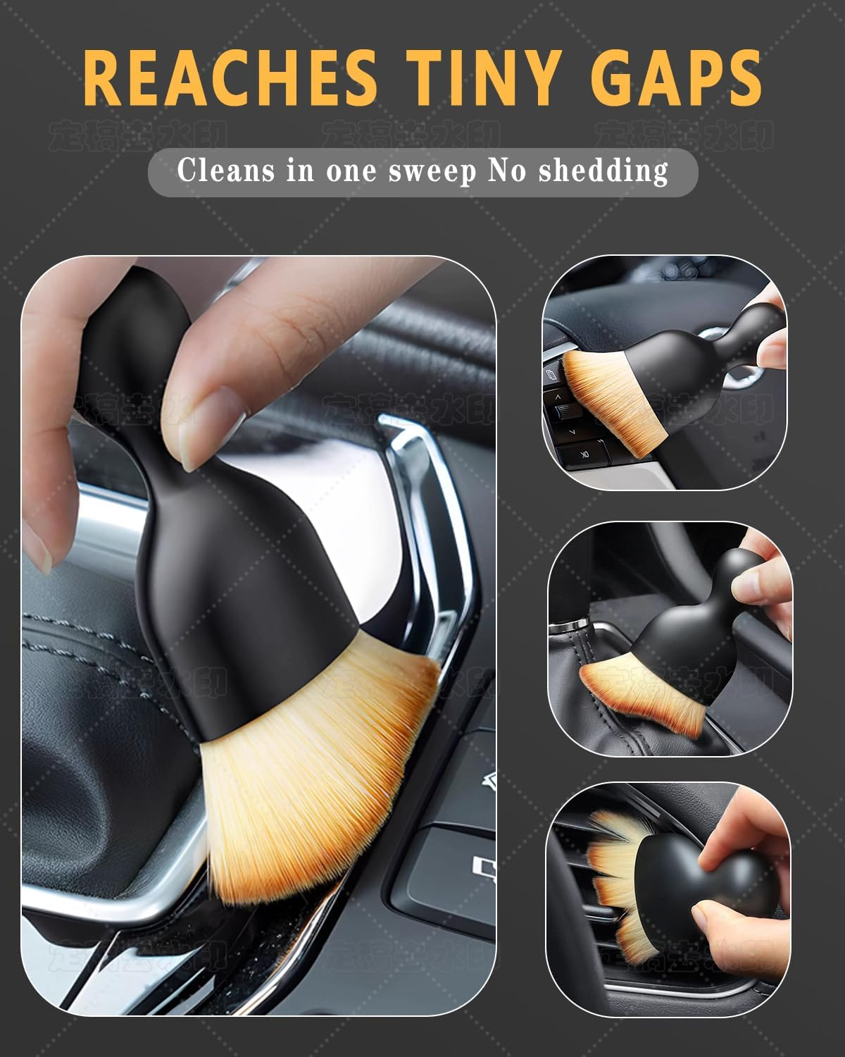 3 PCS Automotive Interior Detail Kit - 2 Curved Soft Bristle Brushes & 1 Double Head 2-In-1 Duster | Scratch-Free Dusting for Dashboard, Vents, Hard-To-Reach Areas | Fits All Vehicles | Durable image number 3