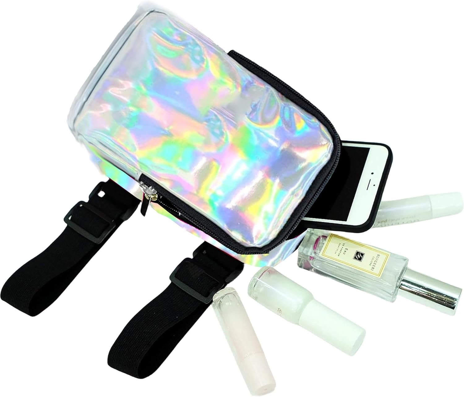 Holographic Thigh Bag Waist Pack,Women'S Leg Straps Outdoor Waist Pouch,Colourful Leg Bag for Women Thigh Bag,Adjustable Straps Leg Bag,Hiking Waist Pack,Suitable for Outdoor Sports (Silvery) image number 6