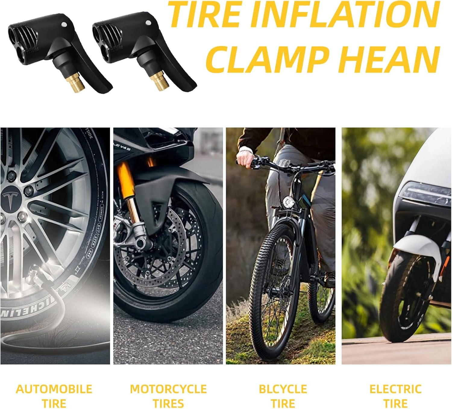 3Pack Double Bike Pump Head, Double Nozzle Bike Pump Adapter,Presta Valve Adapter, Suitable for Inflating Bicycles, Motorcycles and Cars image number 2