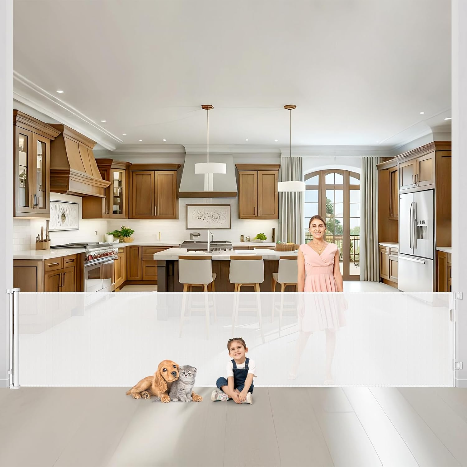 WOMHOM 120 Inch Extra Wide Baby Gate for Large Opening Retractable Baby Gates Extra Long Dog Gate for the House Pet Gates for Dogs