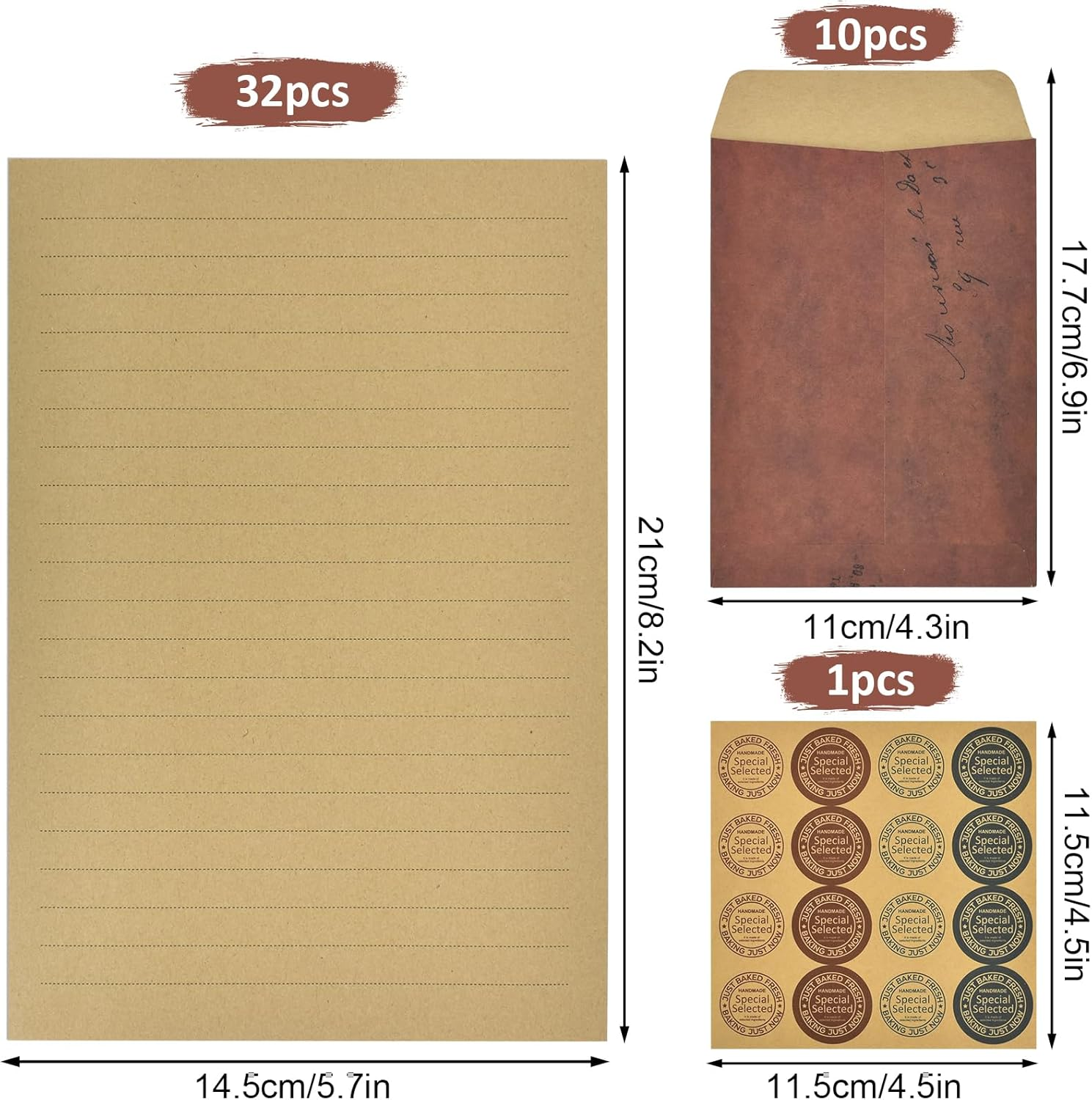 Vintage Letter Writing Sets, 32 Sheets Letter Paper A5 Lined, 10 Pcs Envelopes and One Sheet Sticker, Stationery Paper for Wedding Birthday Party Invitations Easter Christmas image number 6