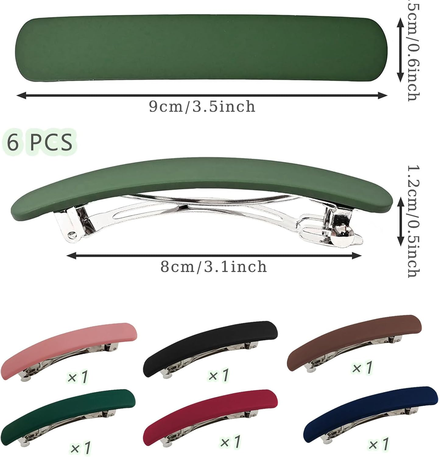 Hair Slides Hair Barrettes for Women,6 Pcs French Hair Clipscolored Hair Barrettes Flat Hair Barrettes Automatic Barrette Hair Clips for Women Thick Fine Hair image number 2