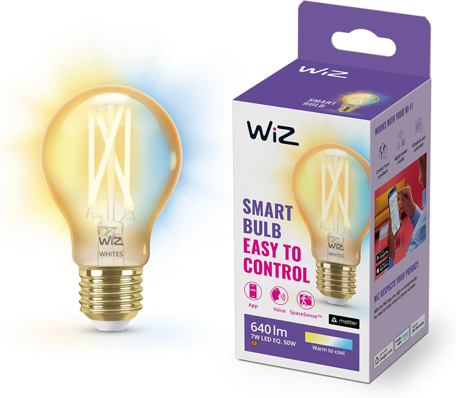 Wiz A60 E27 Filament Amber Bulb image number 4