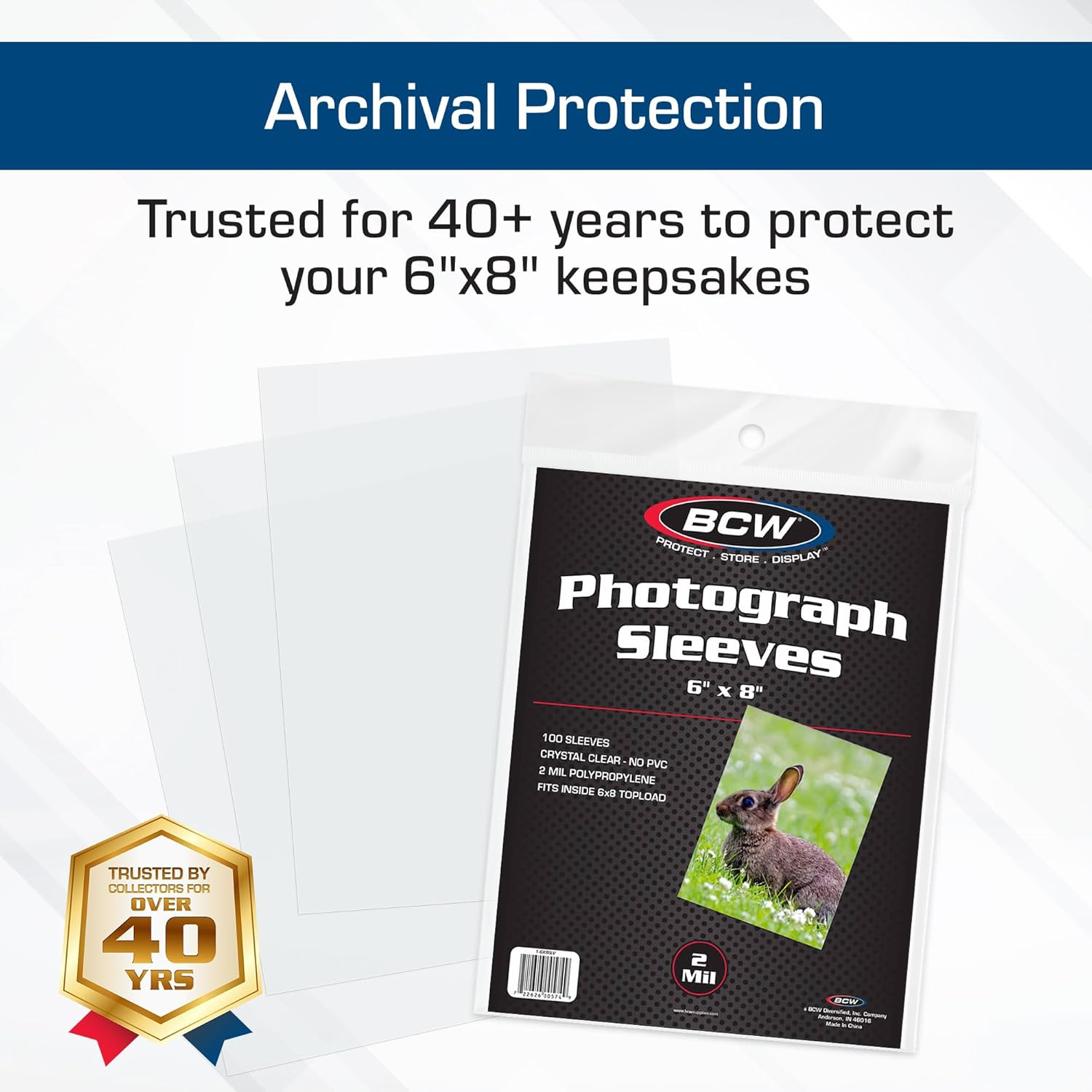 BCW 2 Mil Polypropylene Photo Sleeves, Clear (100 Sleeves) image number 5