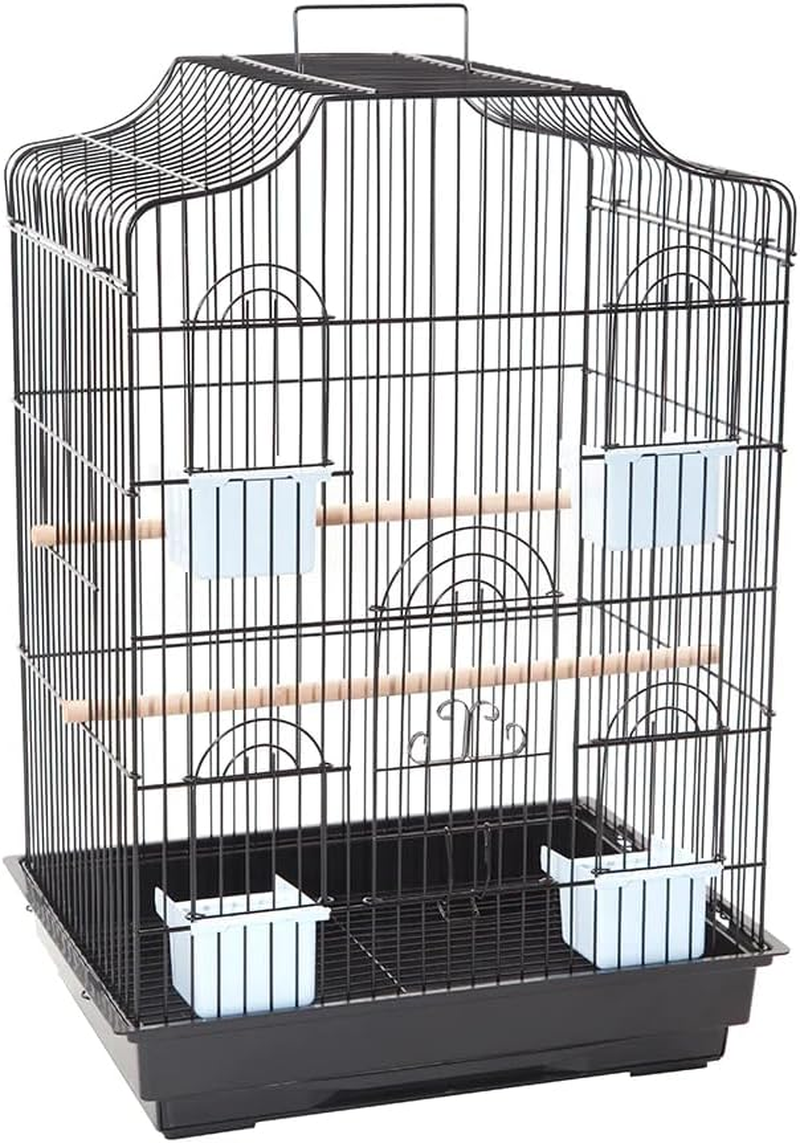 Pet Bird Cage with Stand Parrot Aviary Canary Budgie Finch Perch Black Portable Metal image number 1