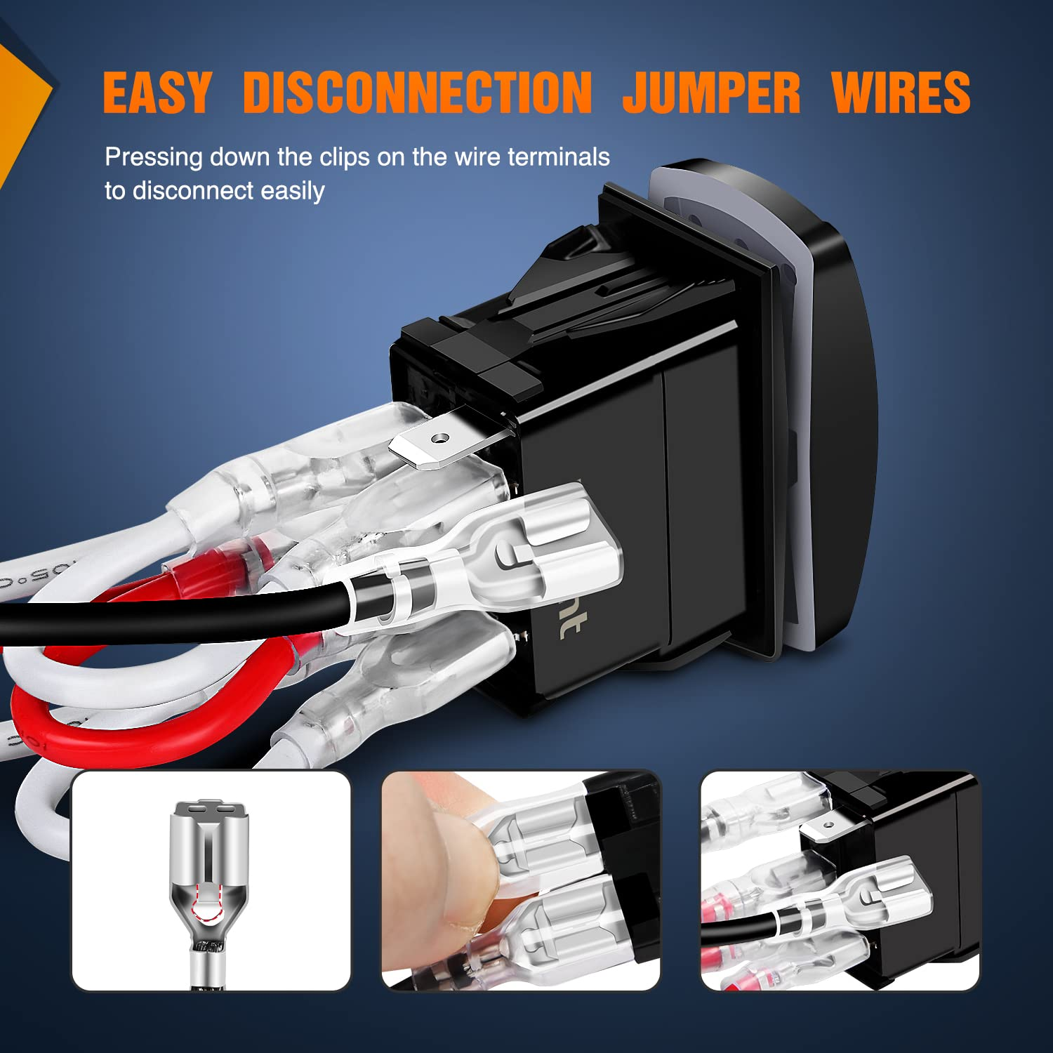 Nilight HIGH/LOW Rocker Switch Toggle on off on Switch DPDT 7Pin 12V 24V Switch Jumper Wires Winch Pump Switch for Cars Trucks Caravans Boats RV SUV ATV UTV image number 3