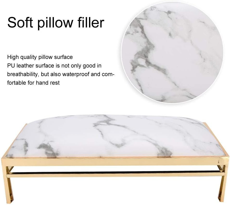 Waterproof Nail Art Hand Cushion, Manicure Armrest Cushion Made of Soft PU Leather for Nail Art Salon Home (Marble) image number 3