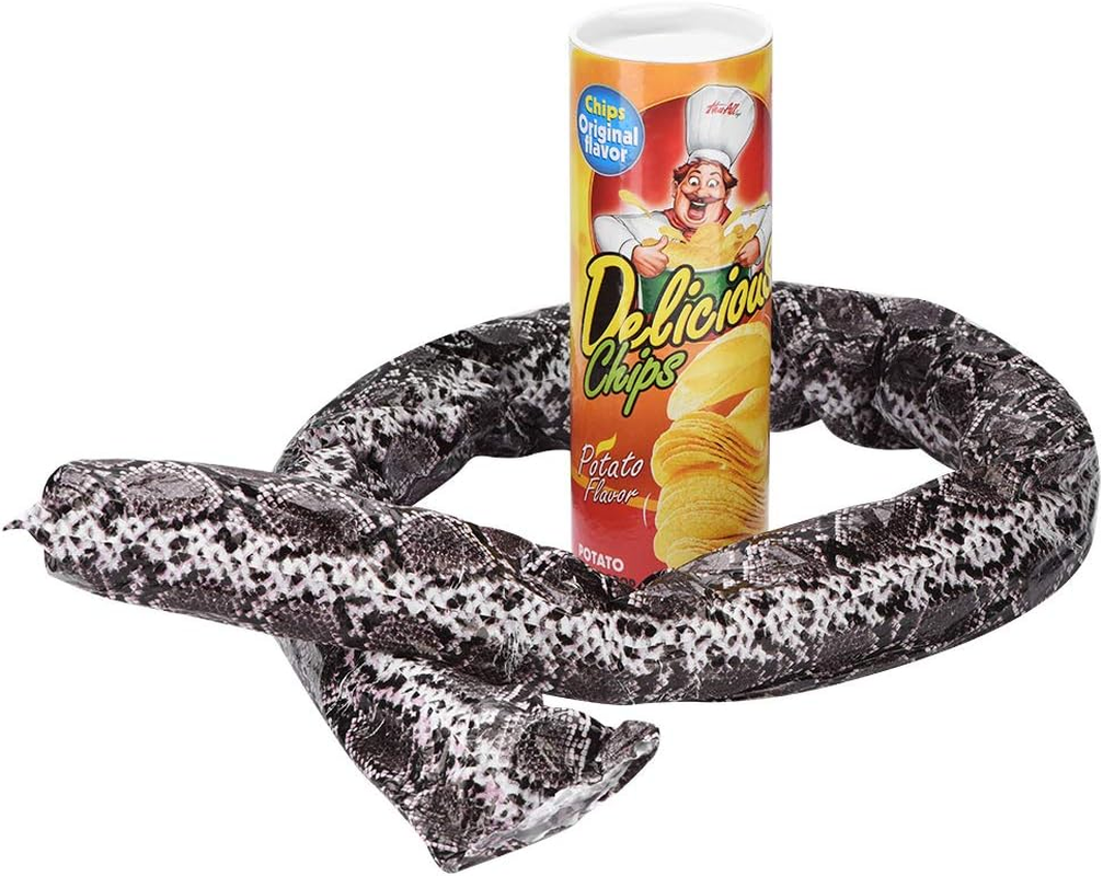 Novelty Potato Chip Can Funny Realistic Pranks Joke Jump Pop Out Spring Snake Trick Toy image number 4