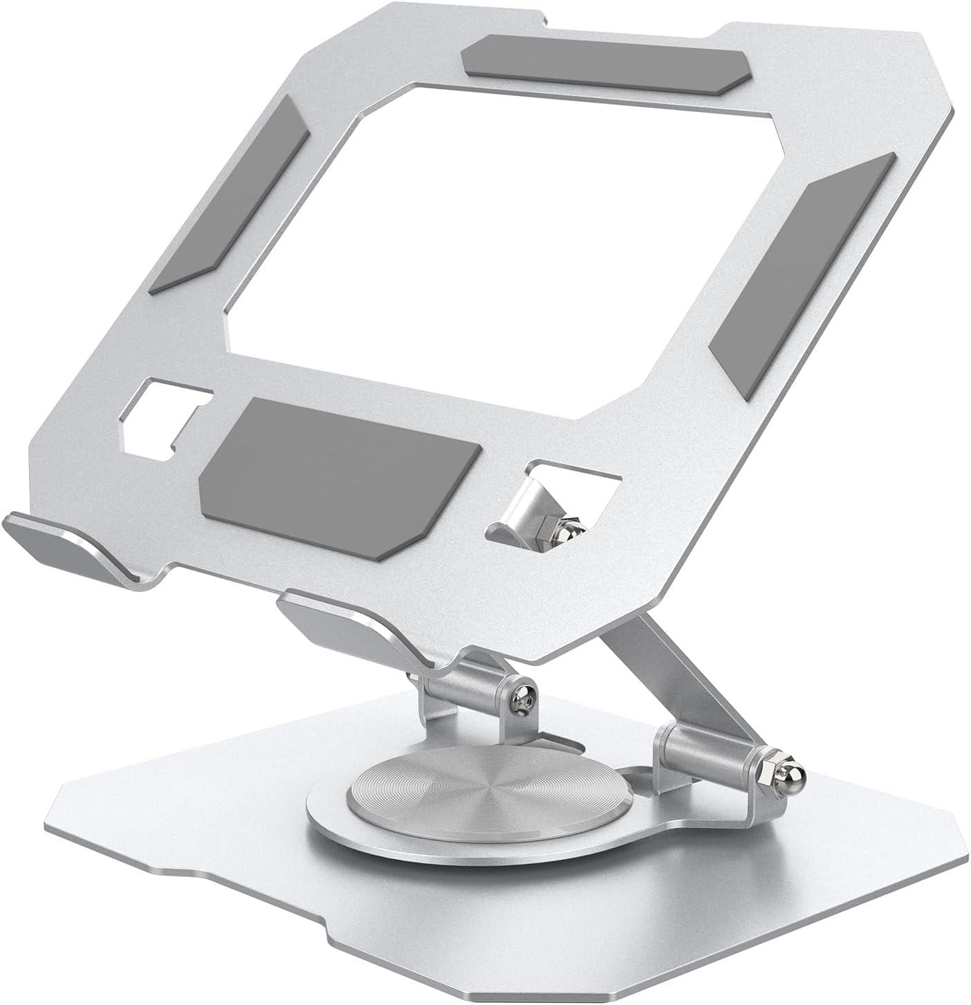 Bighan Tablet Stand, 360&deg; Adjustable Aluminum Ipad Stand Holder Foldable Fits Ipad Stand for Desk Rotating Portable Monitor Stand for Tablets PS Mobilephones Other 4.7"-12.9" Device, Silver