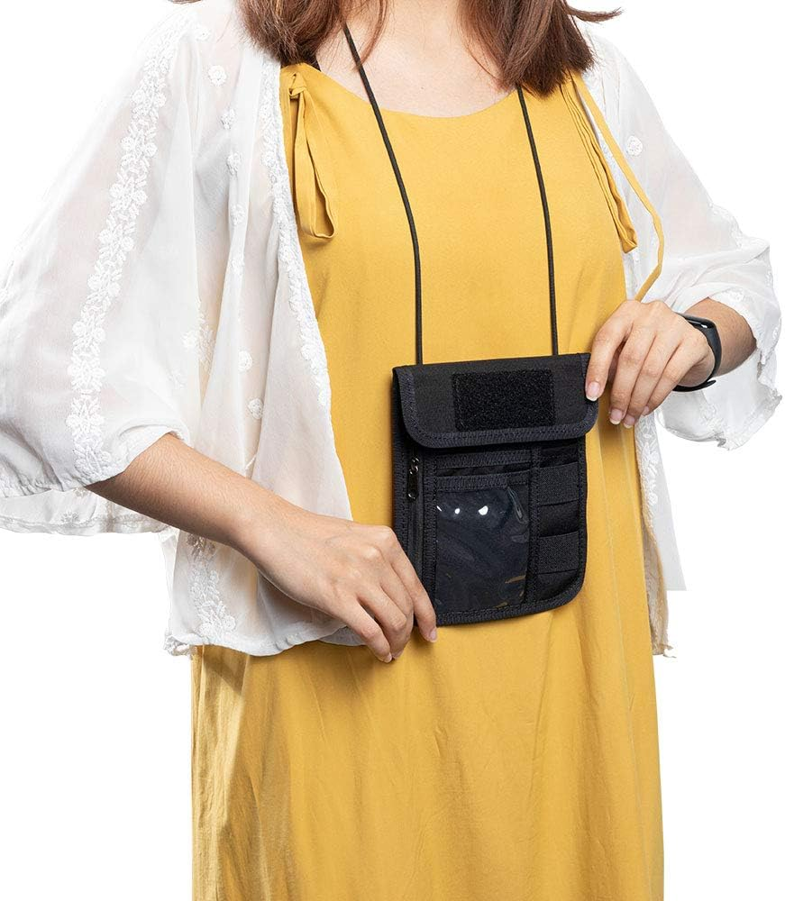 EXCELLENT ELITE SPANKER Passport Holder Neck Pouch RFID Blocking Travel Neck Wallet ID Card Organizer Pouch with Neck Lanyard, Black, Travel Wallet - Grey image number 5