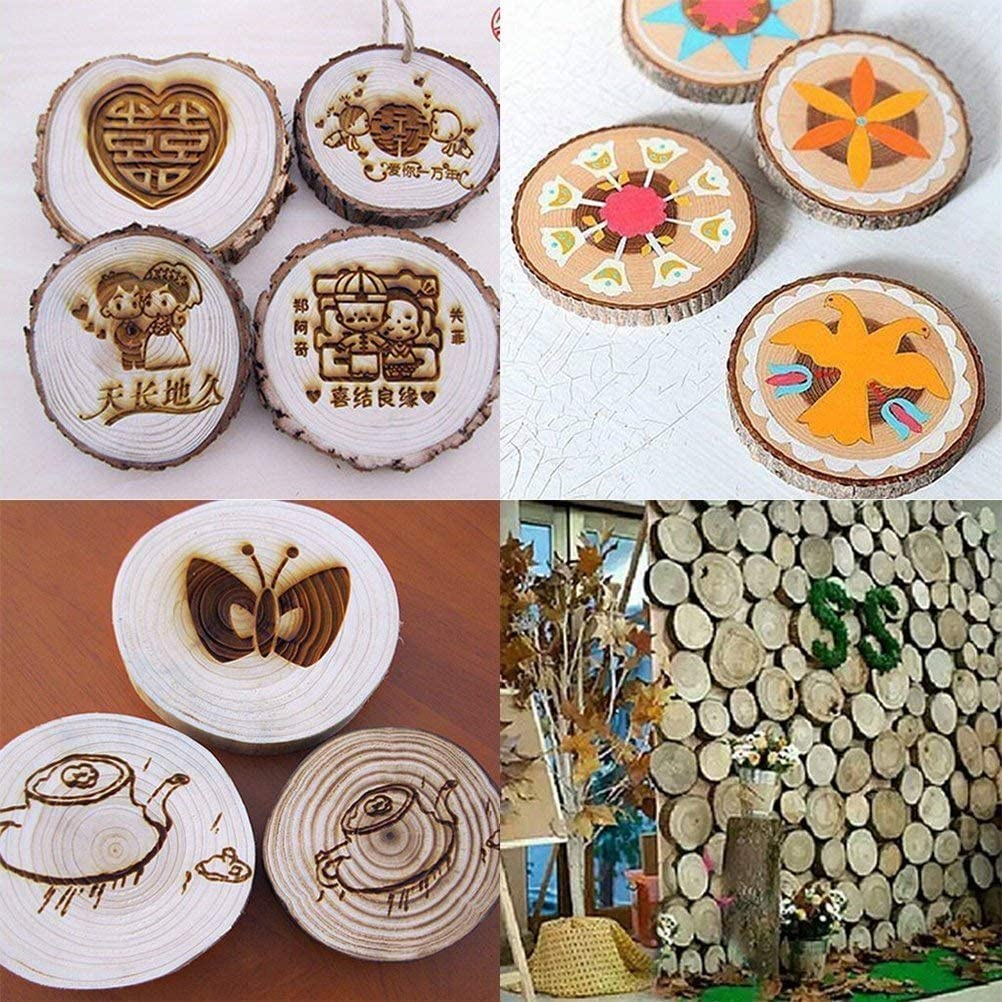 Unfinished Natural with Tree Bark Wood Slices 10 Pcs 4.2-4.7 Inch Disc Coasters Wood Coaster Pieces Craft Wood Kit Circles Crafts Christmas Ornaments DIY Crafts with Bark for Crafts Rustic Wedding image number 4