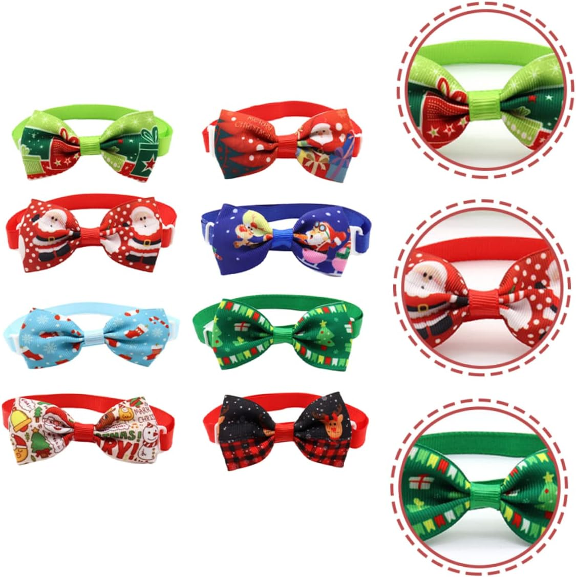 8Pcs Adjustable Christmas Pet Bow Ties Festive Pet Collars for Dogs and Cats Holiday Costume Accessories Unique Design for Christmas Parties image number 6