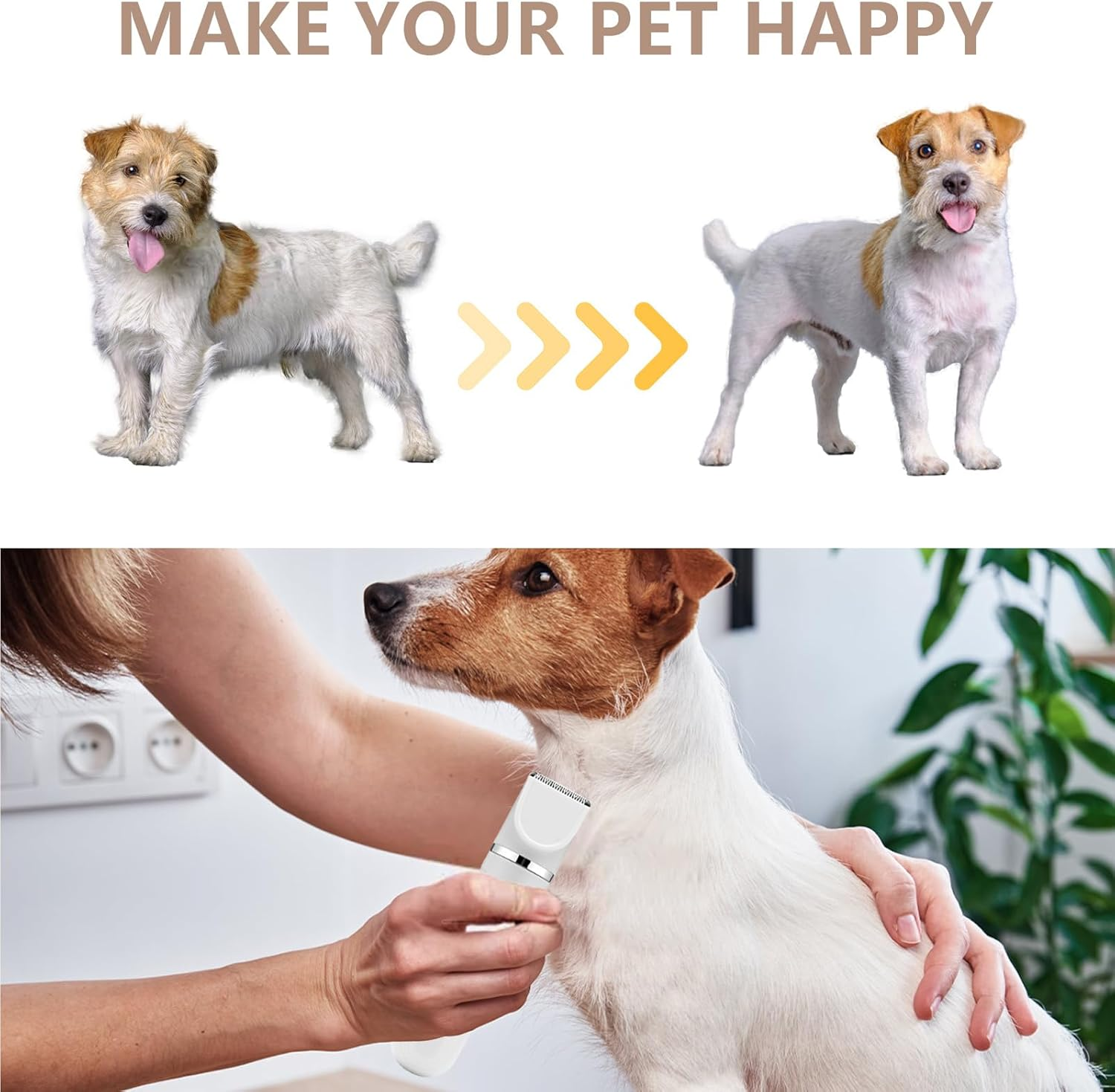 Dog Grooming Kit, 4 in 1 Dog Clippers with 3 Cutter Head and 1 Dog Nail Grinder, Low Noise 55Db Dog Paw Trimmer for Trimming Dog'S Hair around Paws, Eyes, Ears, Face, Rump [4 Guide Combs] (White) image number 6