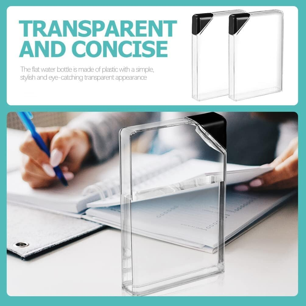 Flask Transparent Flat Water Bottle - Stylish Memo Bottle for Sports, Slim Paper Design, Clear Juice Container image number 3