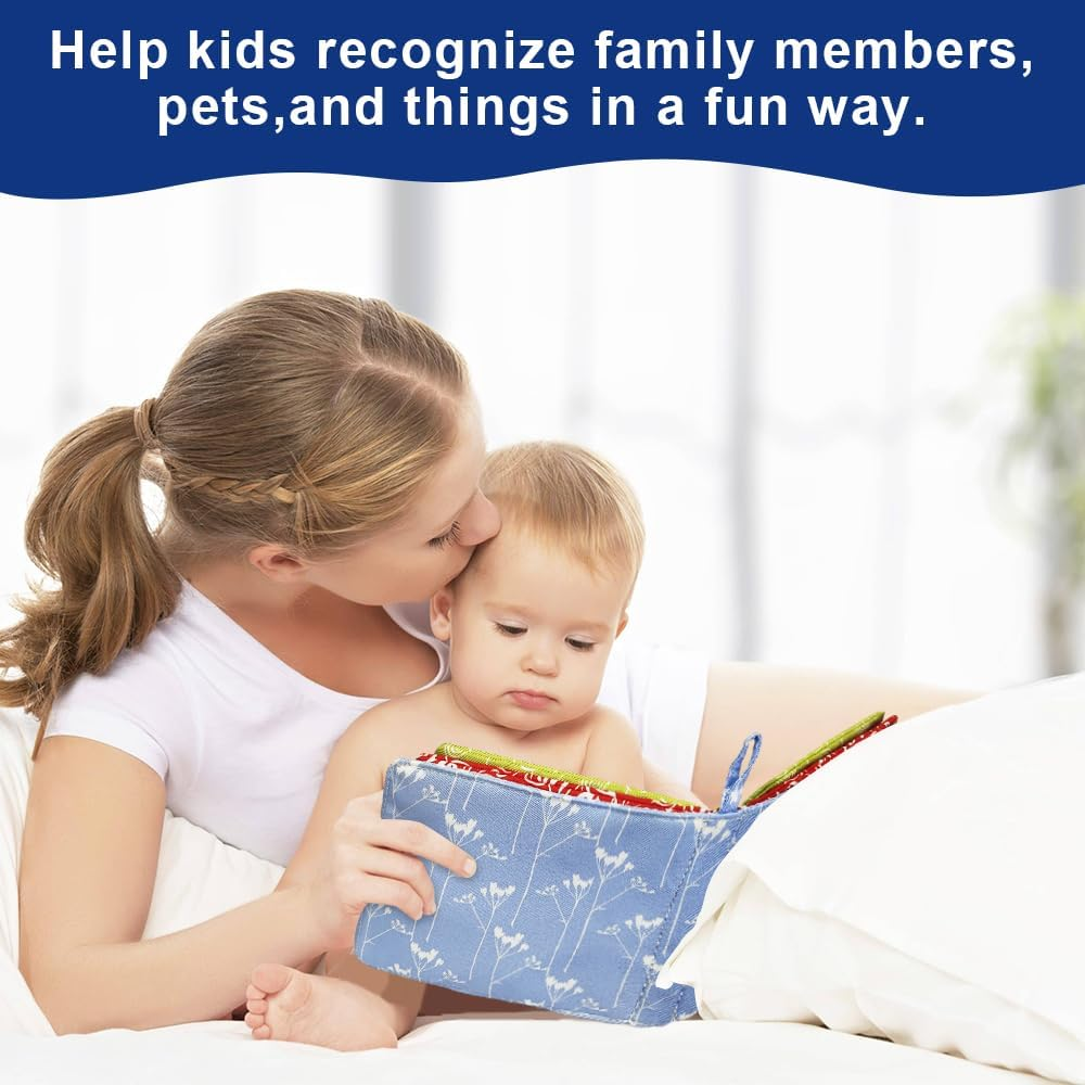 Baby Soft Photo Albums - My First Family Album, Soft Cloth Photo Book, Baby Safe, Holds 4X6 Photos (Blue) image number 1