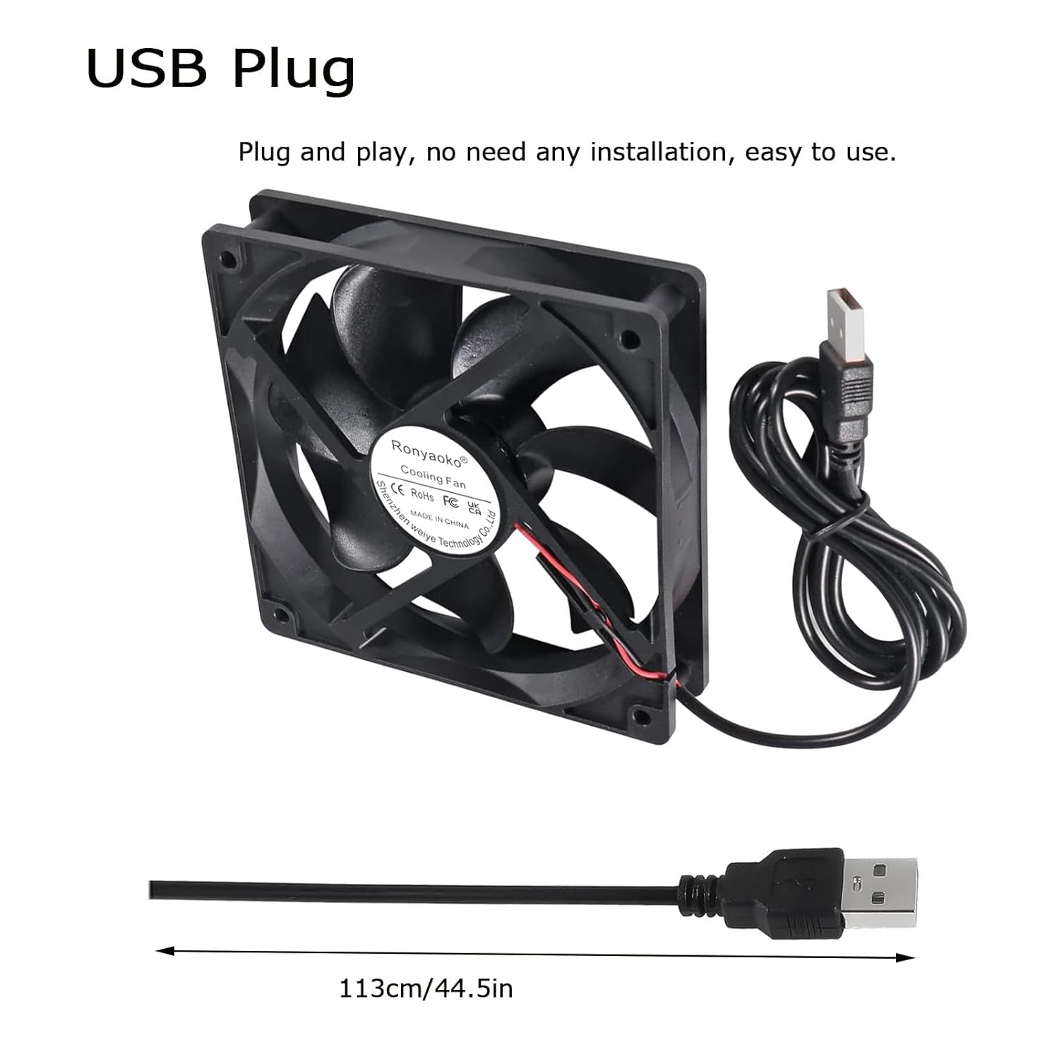 120Mm Case Fan,12Cm USB DC 5V Fan for Cooling DIY PC Computer Case CPU Server Cabinet Coolers Radiators, with Protective Grille，2Pack image number 6