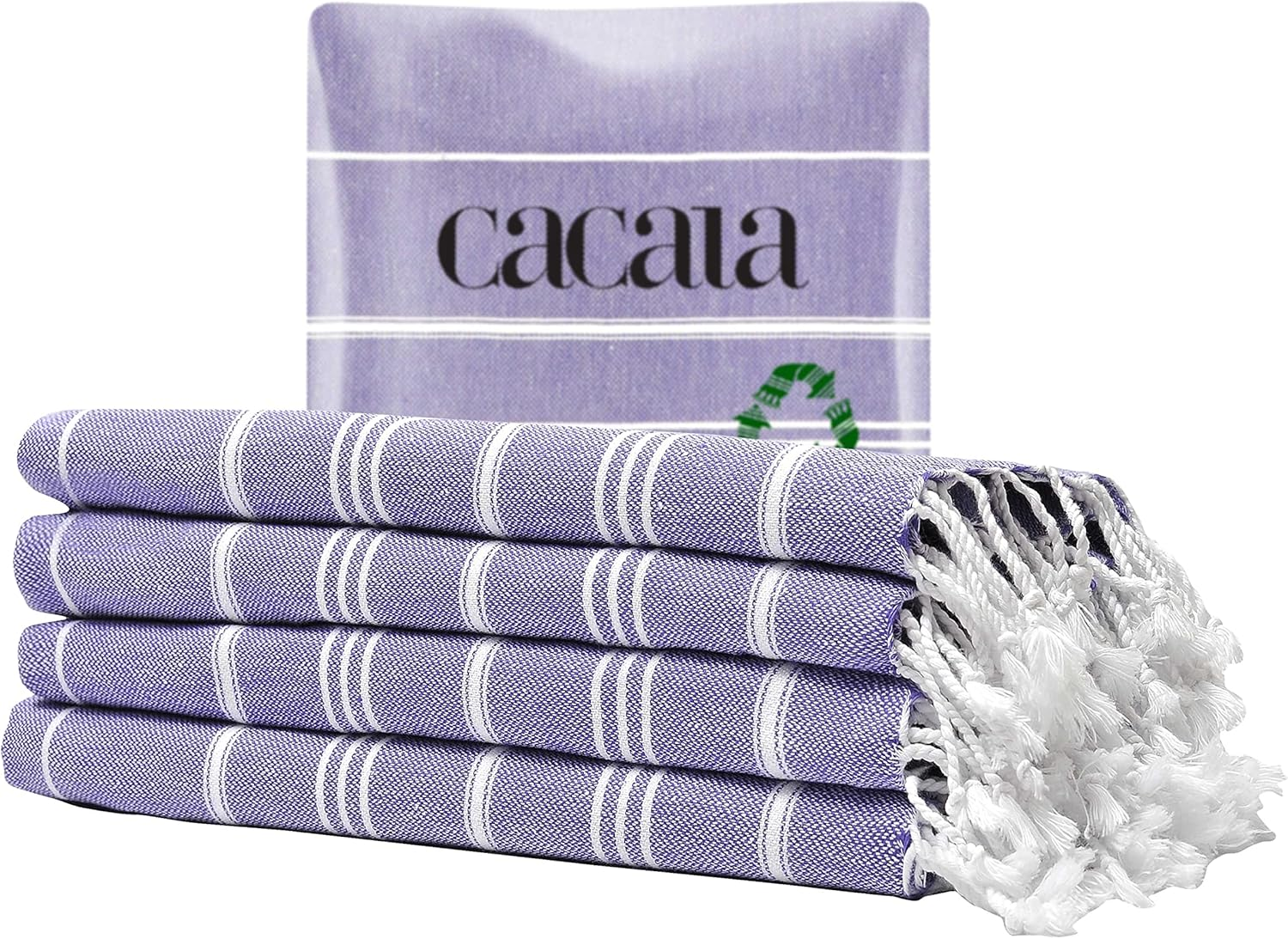 Cacala Turkish Hand Towels with Hanging Loop (23 X 36) Set of 4-100% Cotton Kitchen Towel Quick Dry Prewashed for Soft Feel Decorative Towels for Gym, Yoga, Bath and Kitchen - Olive Green