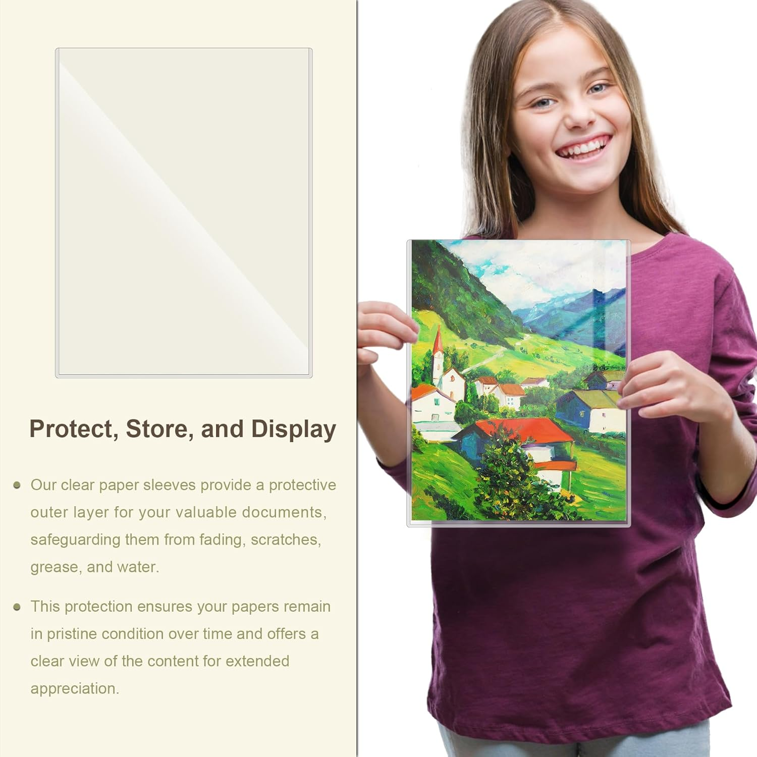 12 Pcs 8.5 X 11'' Rigid Print Protectors, Clear Rigid Top Loaders Plastic Paper Page Protectors, Clear Plastic Page Protectors for Photos and Documents