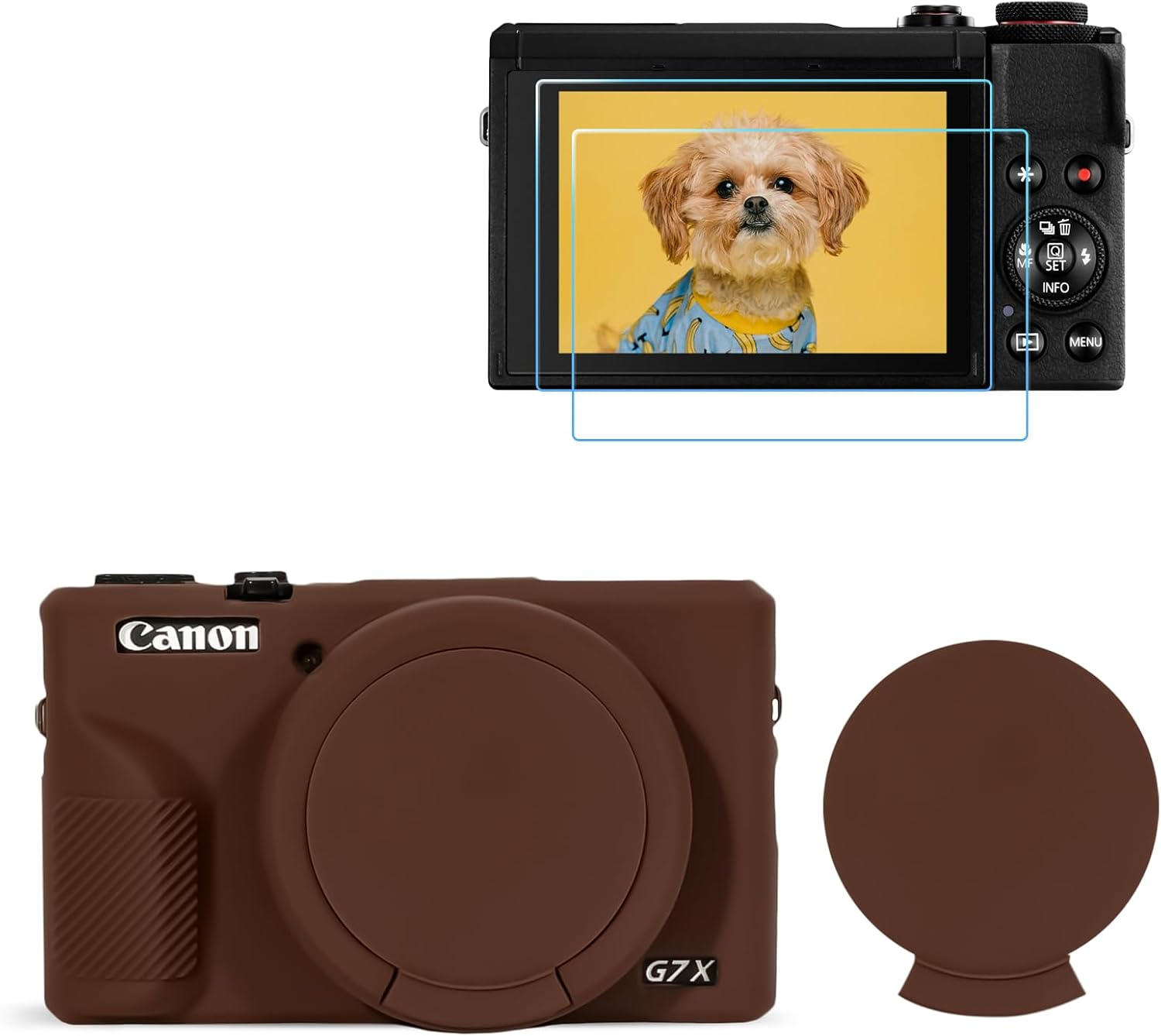 TYUANDOUER G7X Mark III Case & LCD Screen Protector Accessories Kit, Soft Silicone Case for Canon Powershot G7X Mark III Camera, Lightweight Protective Case Cover for G7X3 G7XIII - Dark Brown