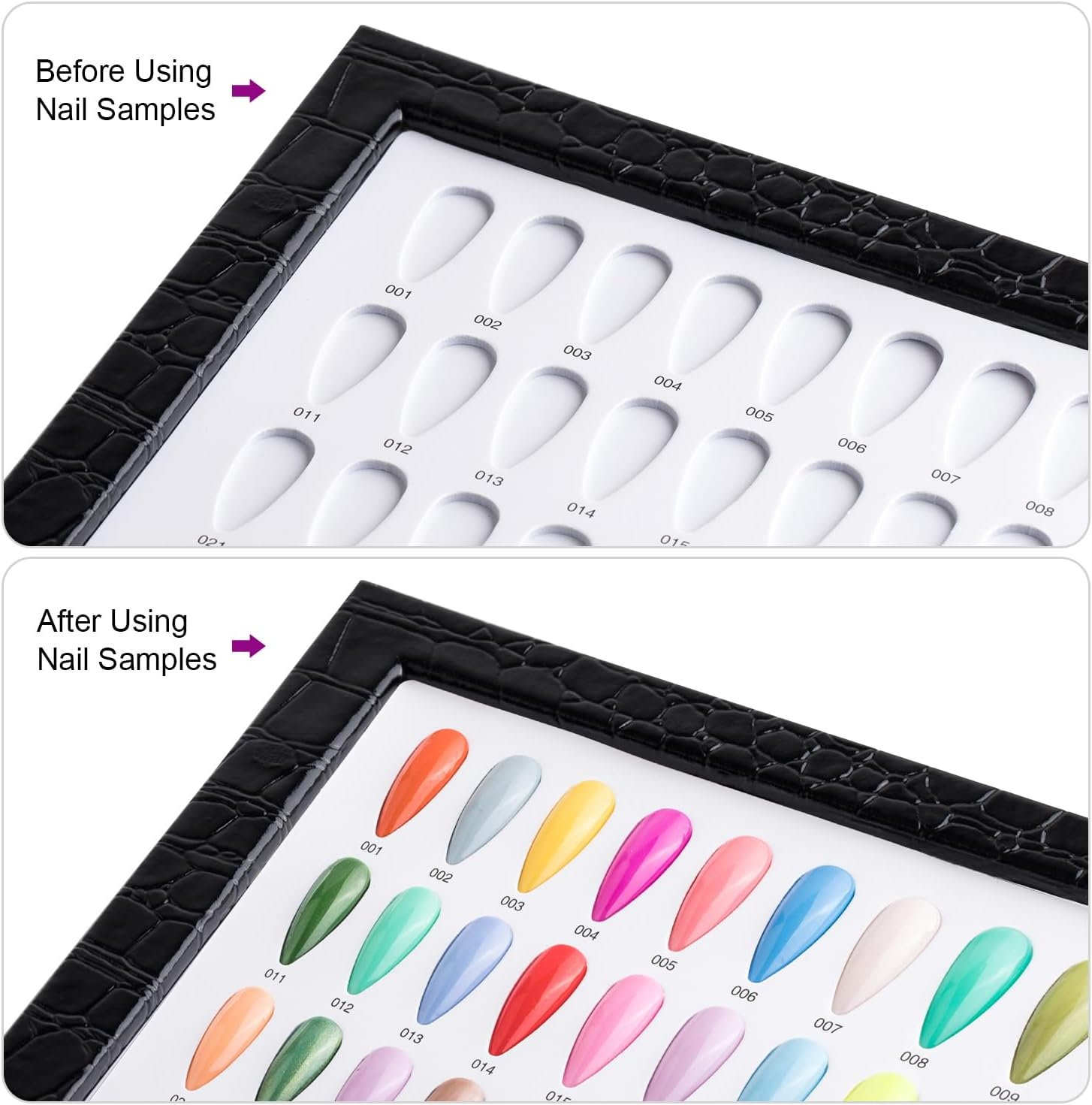 BNG Nail Display Book 120 Colour Professional Nail Gel Polish Display Card, Black Leather Book Nail Color Chart, Nail Art Salon Design Display Booklet 240 Pcs False Nails Tips image number 3