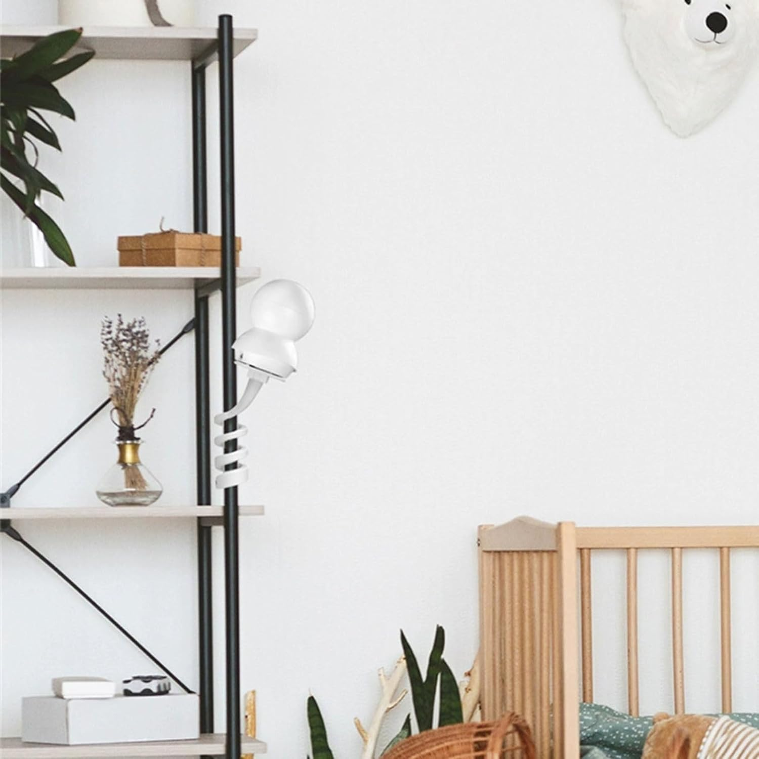 Baby Monitor Mount Shelf Compatible with Infant Optics DXR 8 & DXR-8 Pro Universal Camera Holder Secure Attachment for Crib Cot Shelves or Furniture Baby Monitor Stand (White)