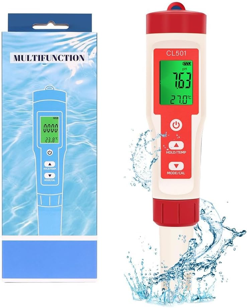 B-Qtech Water Quality Tester, Ph/Cl/Orp/H2/Temp 5 in 1, Chlorine Tester Digital, Portable PH Tester with LCD Display, for Drinking Water, Swimming Pool, Pool, Spa or Laboratory image number 4