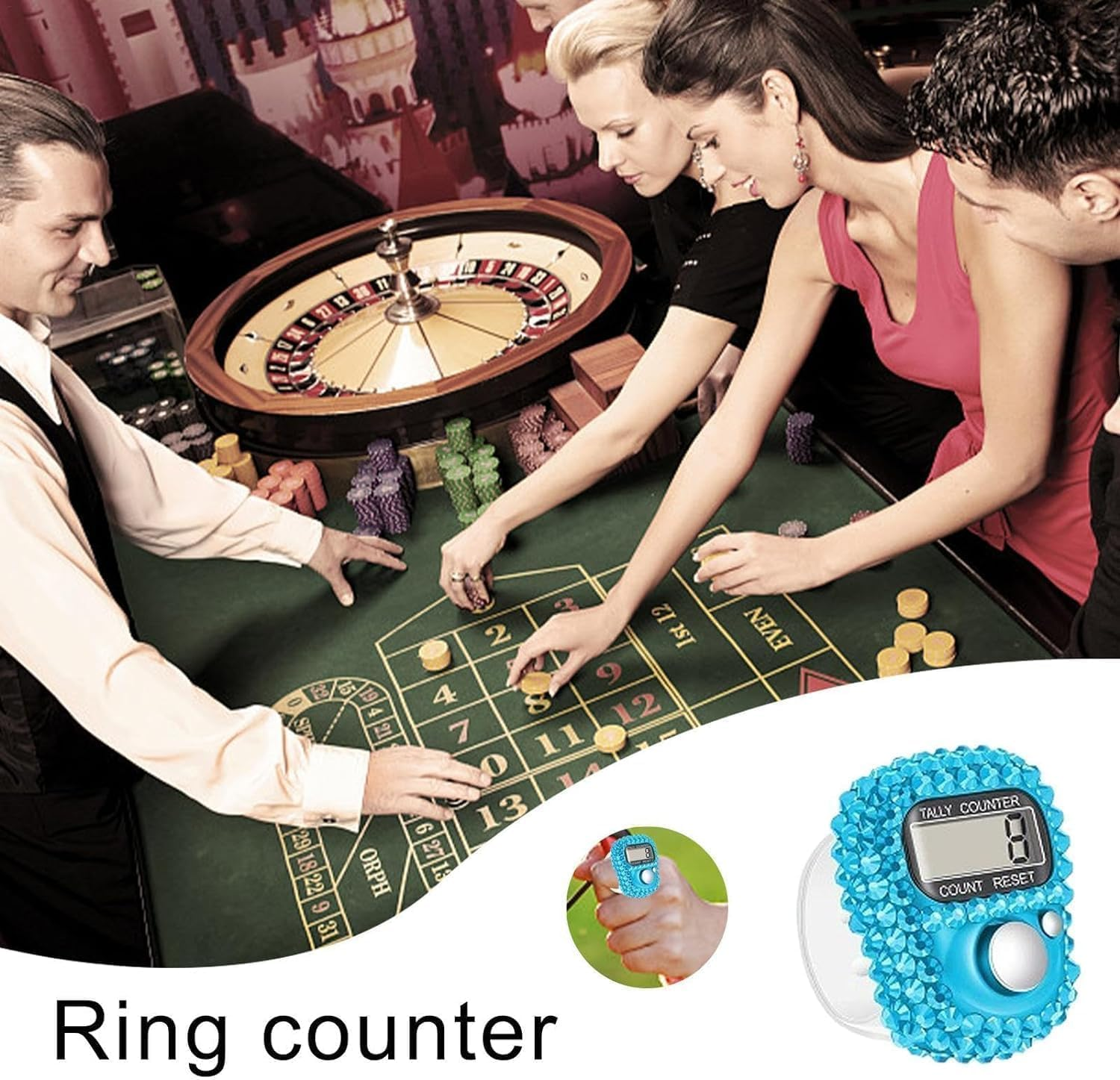 ZGLUZP Blue Electronic Finger Tally Counter, Portable Digital Display Tally Counter, Convenient Finger Clicker Counter, Resettable Mini Lap Counter for Golf Goods Counting Lap Knitting Accessories image number 4