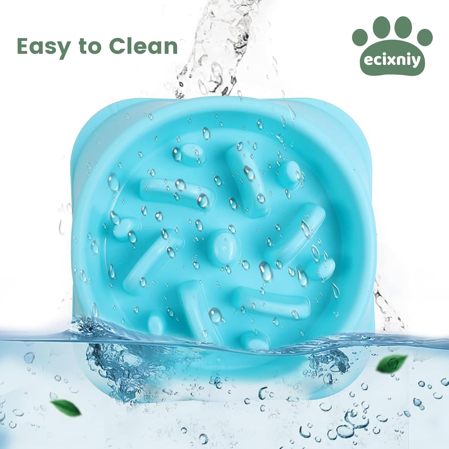 【Ecixniy】 2Pc Dog Bowl Slow Feeder - Anti-Skid, Non-Slip Interactive Feeder Dog Bowls with Grip Base to Reduce Overeating, Bloating,And Obesity for Wet,Dry,Or Raw Food(2Pc-Green Bowl Feeder) image number 4