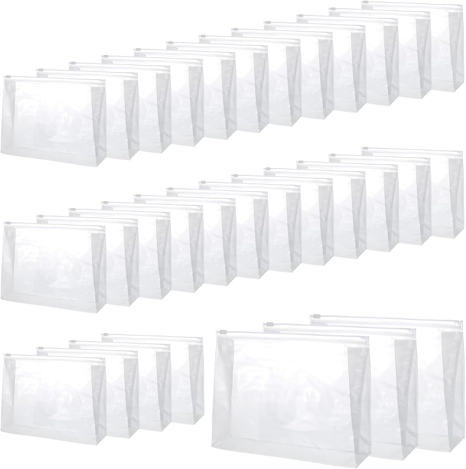 30 PCS Small Clear Makeup Bag, Mini PVC Waterproof Cosmetic Organizer Bags Portable Swimsuit Storage Bag Clear Organizer Pouches with Zipper for Women Men Travel Toiletry Vacation, 8.7" X 6.7" image number 1
