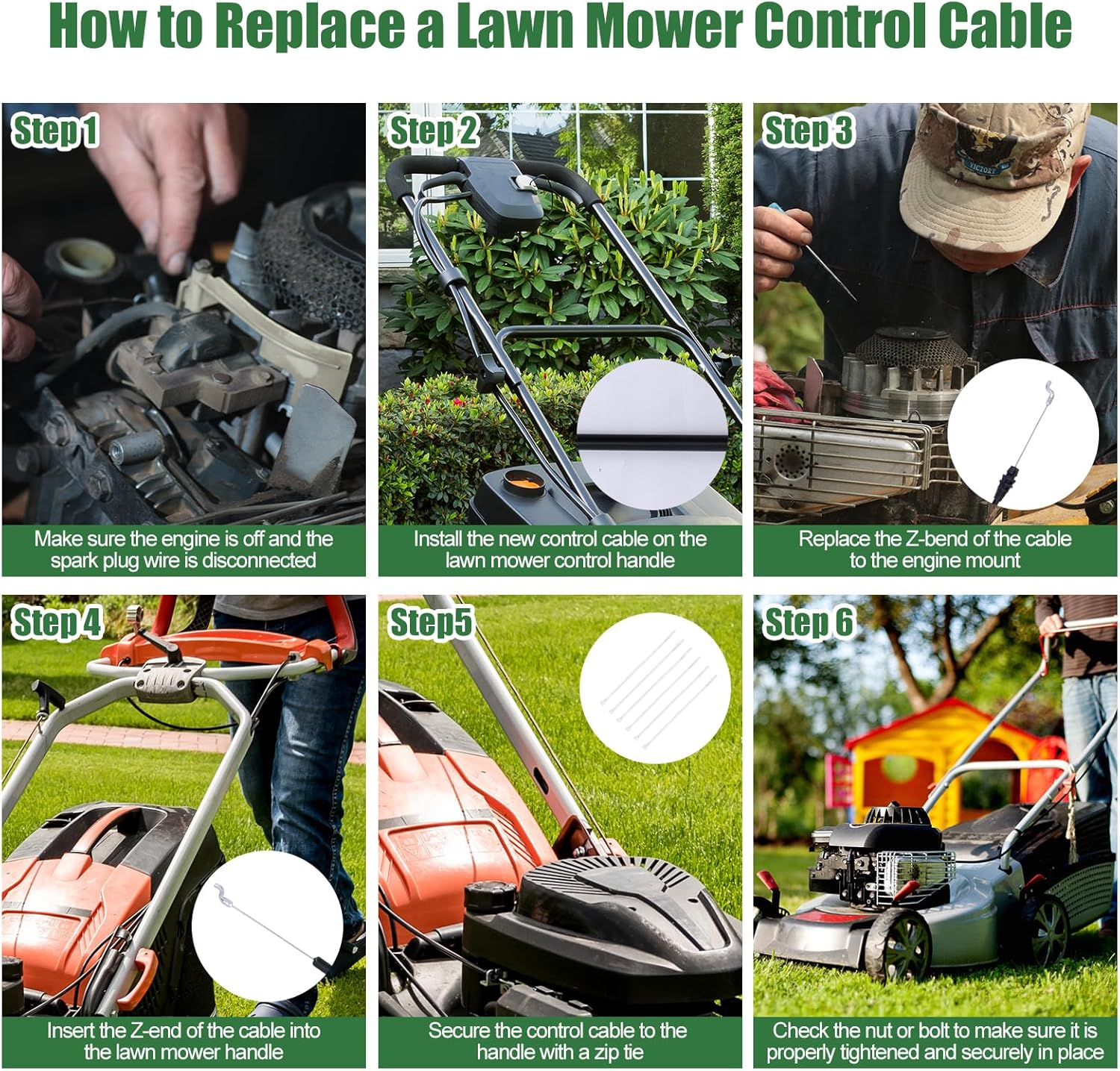 Gosknor 51 Inch 946-04661A Control Cable for 21 Inch Self-Propelled Gas Push Mower Compatible with Troy Bilt TB110 TB230 Craftsman MTD Yard Machine, 746-04661A Lawn Mower Throttle Cable Replacement image number 6