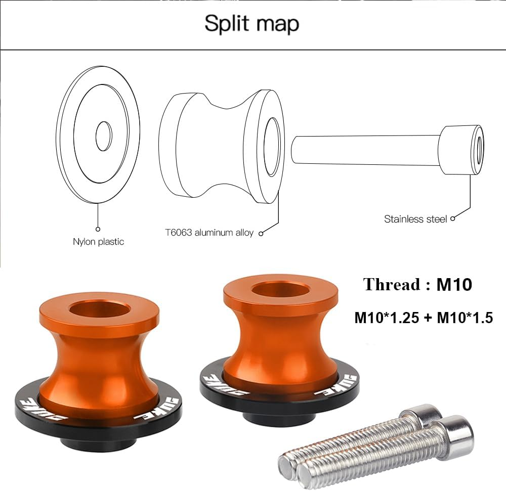 Duke Repair Stand Racing Adapter M10 10 Mm Bobbins Stand Holder for Duke 125 200 250 390 690 790 890 R 990690 Duke R /690 LC4 Supermoto LC4 Enduro /690 SMC (Orange)
