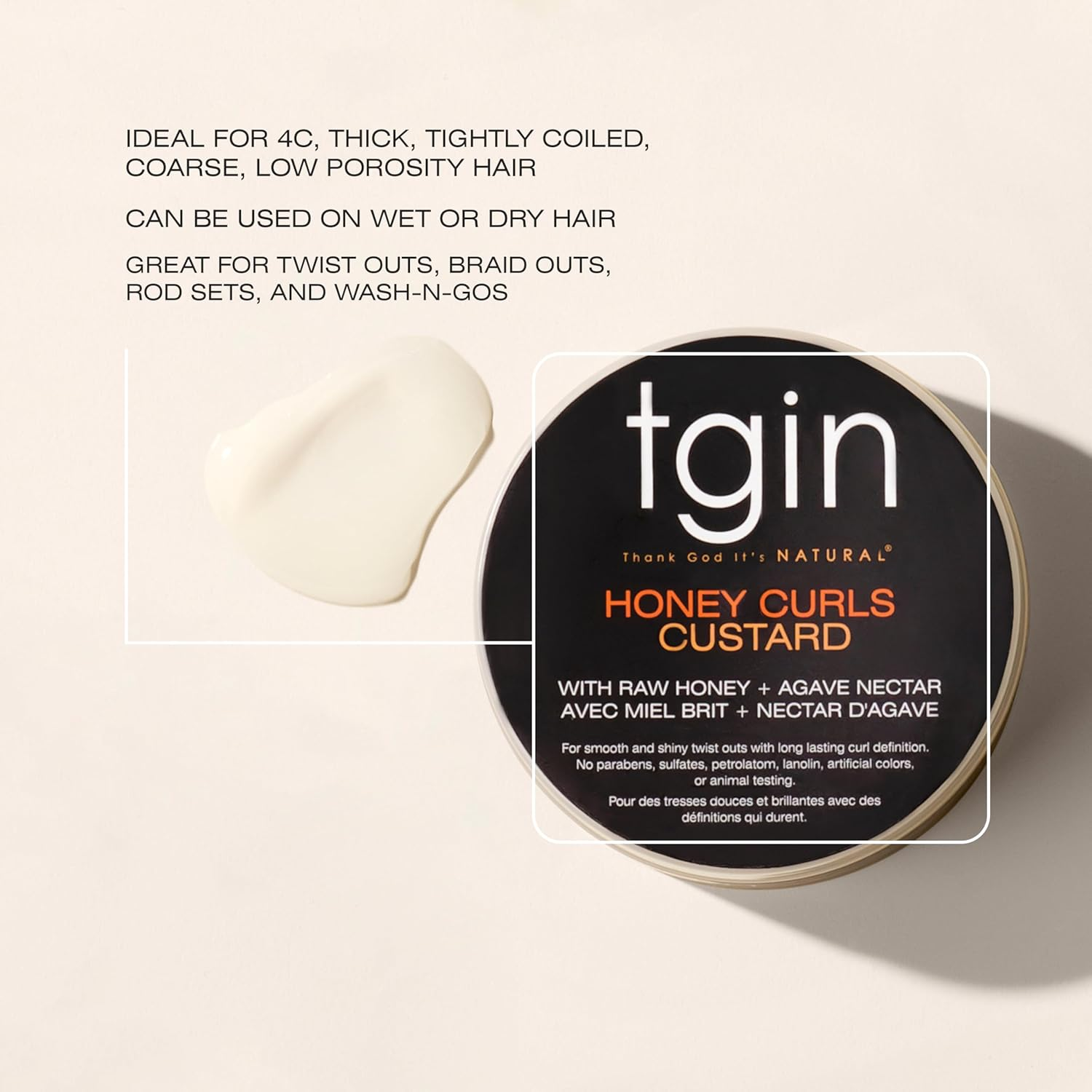 Thank God It'S Natural Honey Curls Custard - 12 Oz - for Natural, Dry, Curly, Damaged Hair image number 3