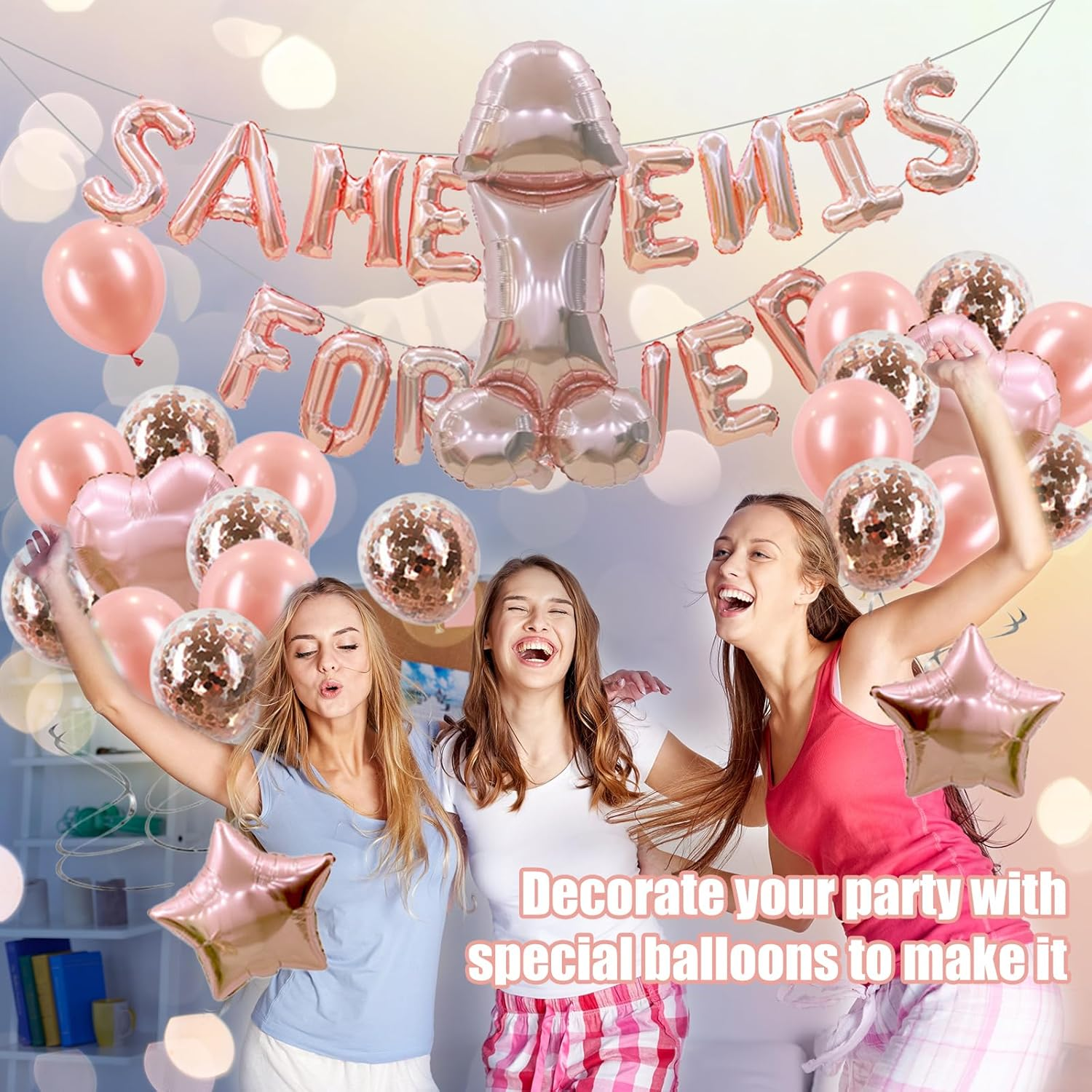 Elegant Rose Gold Bachelorette Party Decorations Set &ndash; Bride to Be Sash, Veil & Photo Booth Props,Hens Night Decor with Foil Balloons, Confetti & Diamond Ring,Bridal Shower & Wedding Party Supplies image number 5